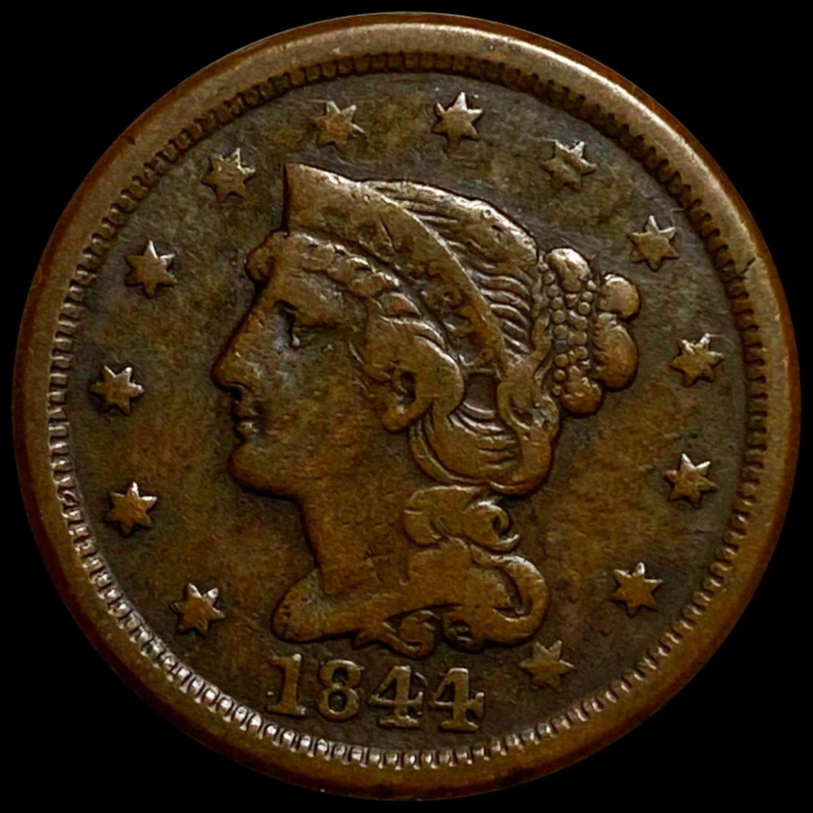 1844 Braided Hair Large Cent NICELY CIRCULATED (1 of 2)
