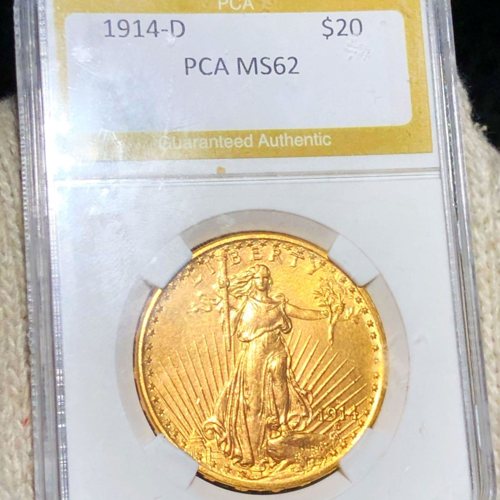 1914-D $20 Gold Double Eagle PCA - MS62 (1 of 2)