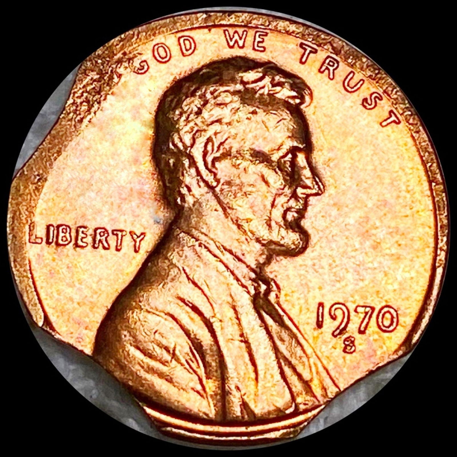 1970-S Lincoln Memorial Cent UNC TRIPLE CLIP ERROR (1 of 2)