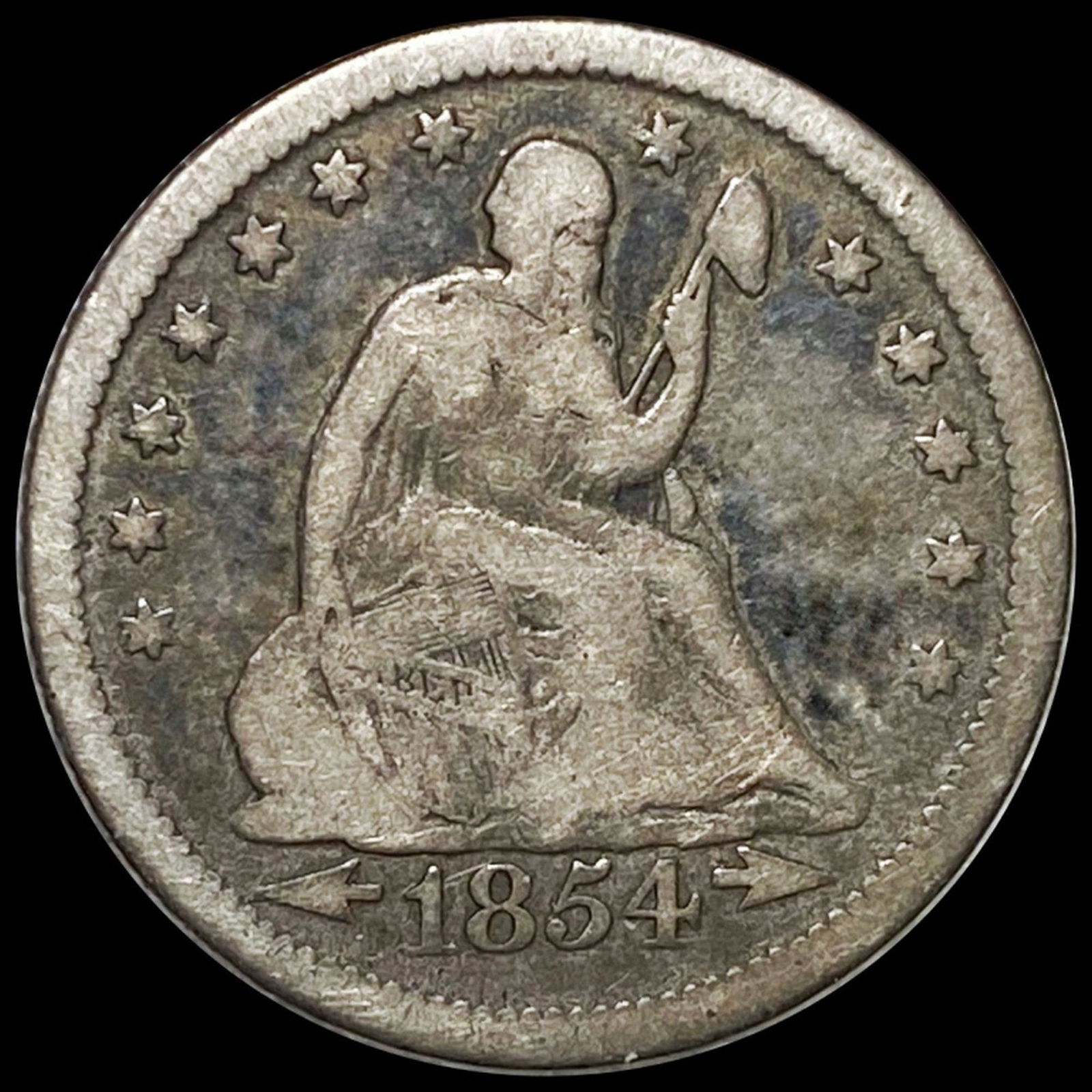 1854-O Seated Liberty Quarter NICELY CIRCULATED (1 of 2)