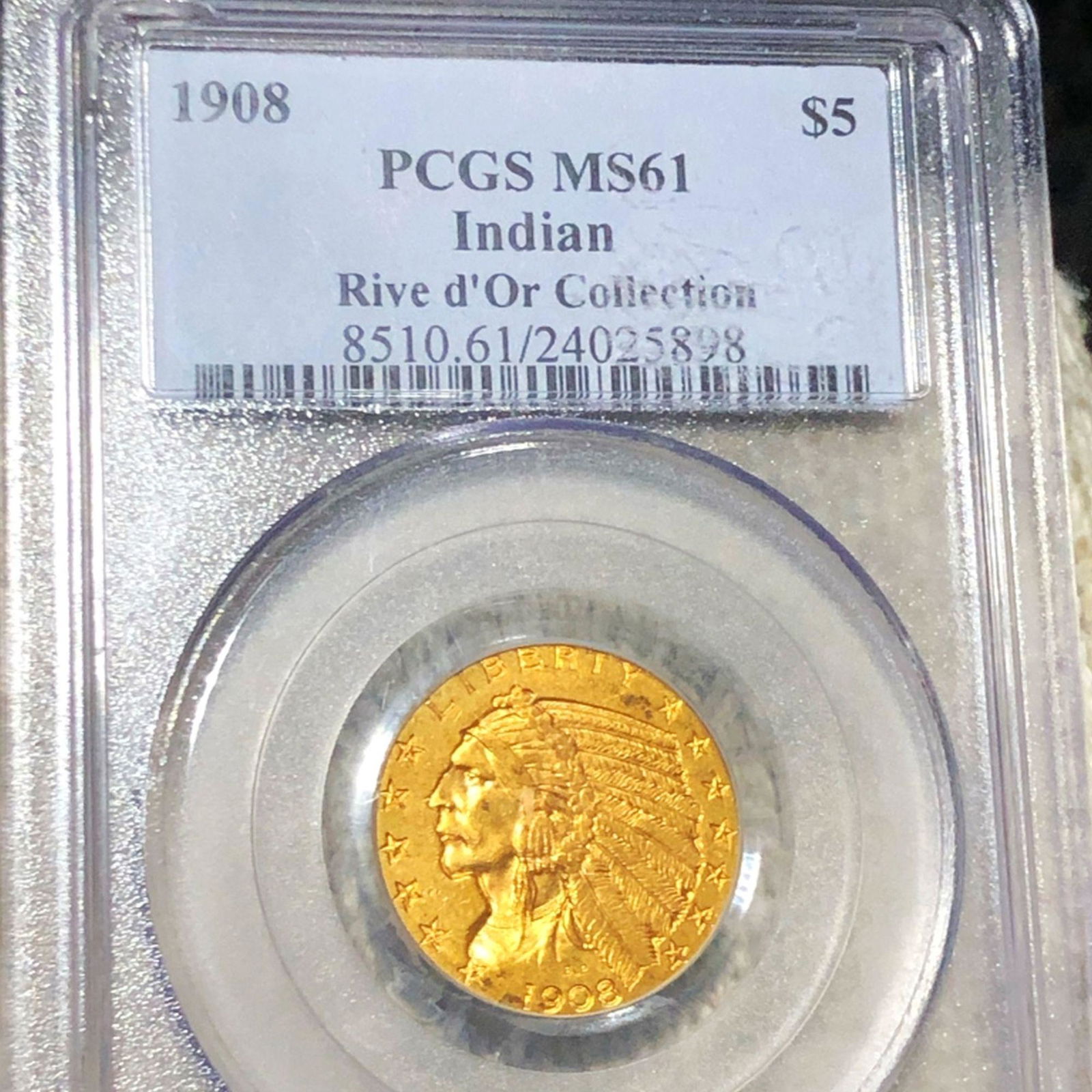 1908 $5 Gold Half Eagle PCGS - MS61 (1 of 2)