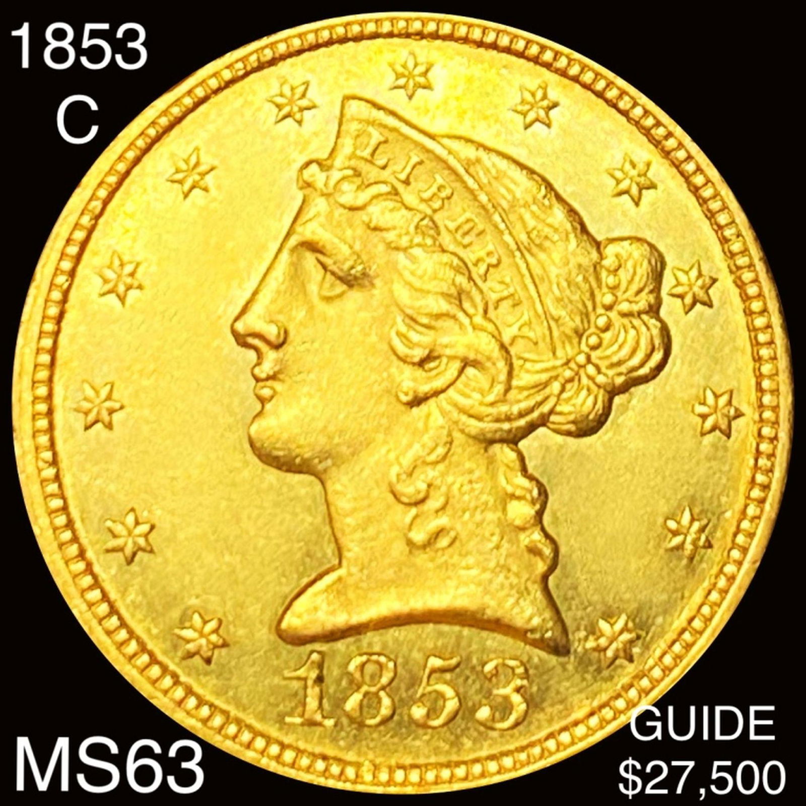 1853-C $5 Gold Half Eagle CHOICE BU (1 of 2)