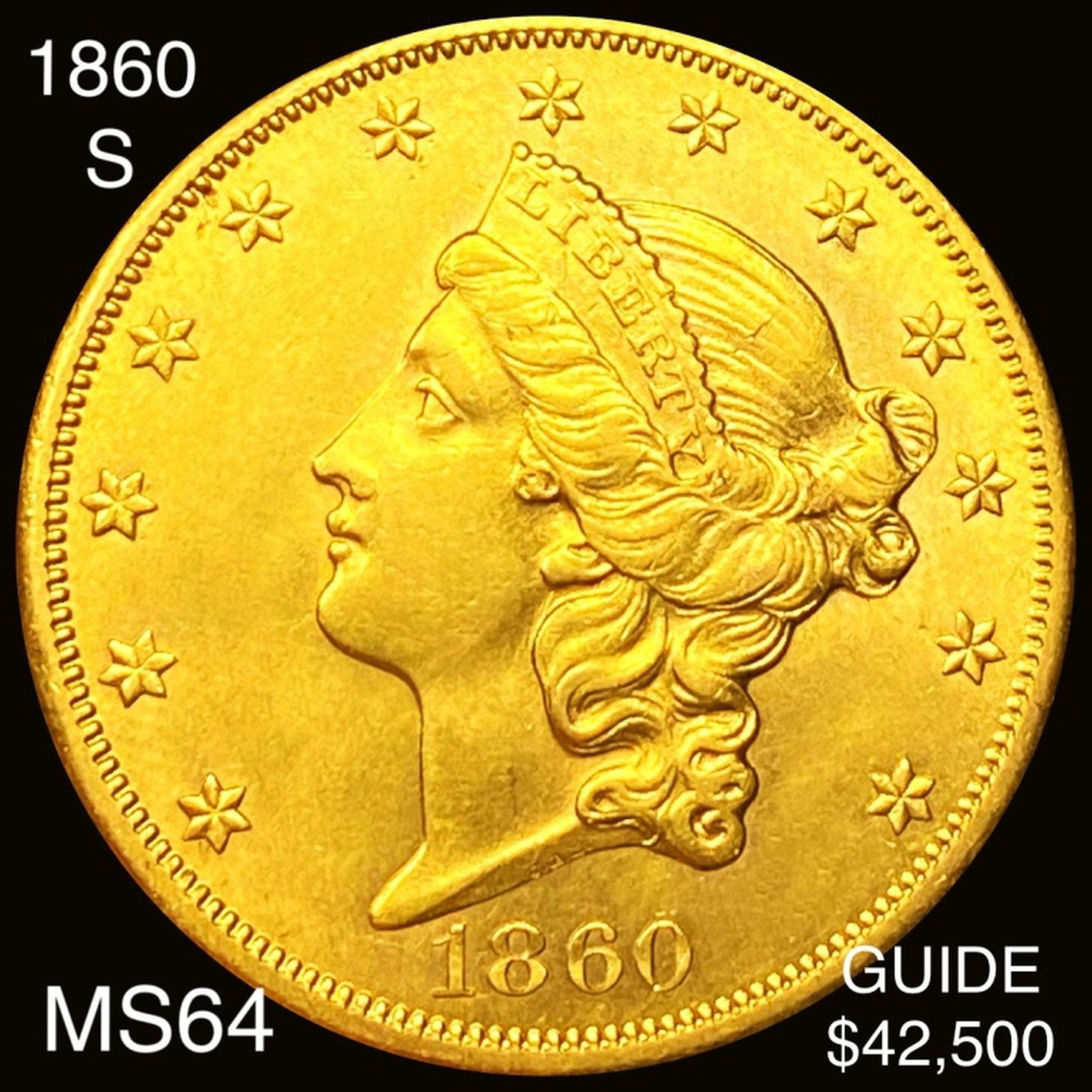 1860-S $20 Gold Double Eagle CHOICE BU (1 of 2)