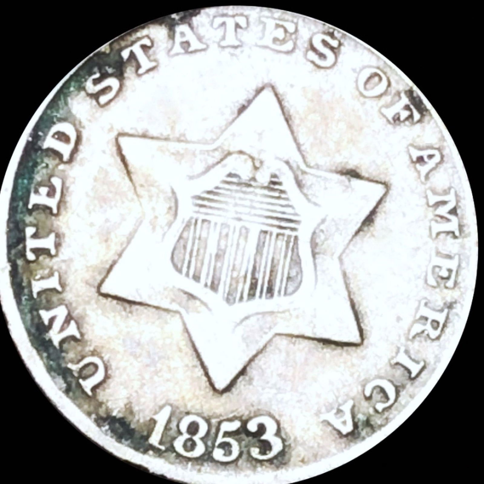 1853 Three Cent Silver NEARLY UNCIRCULATED (1 of 2)