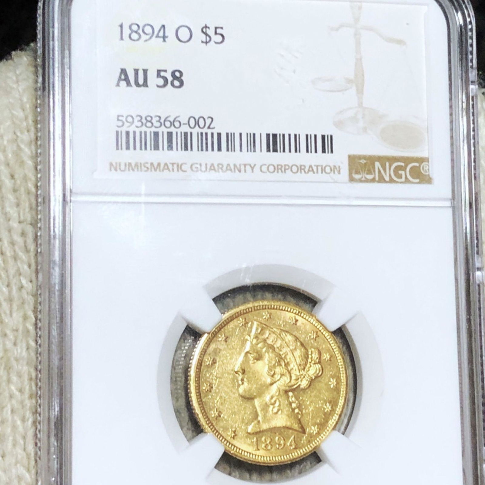 1894-O $5 Gold Half Eagle NGC - AU58 (1 of 2)