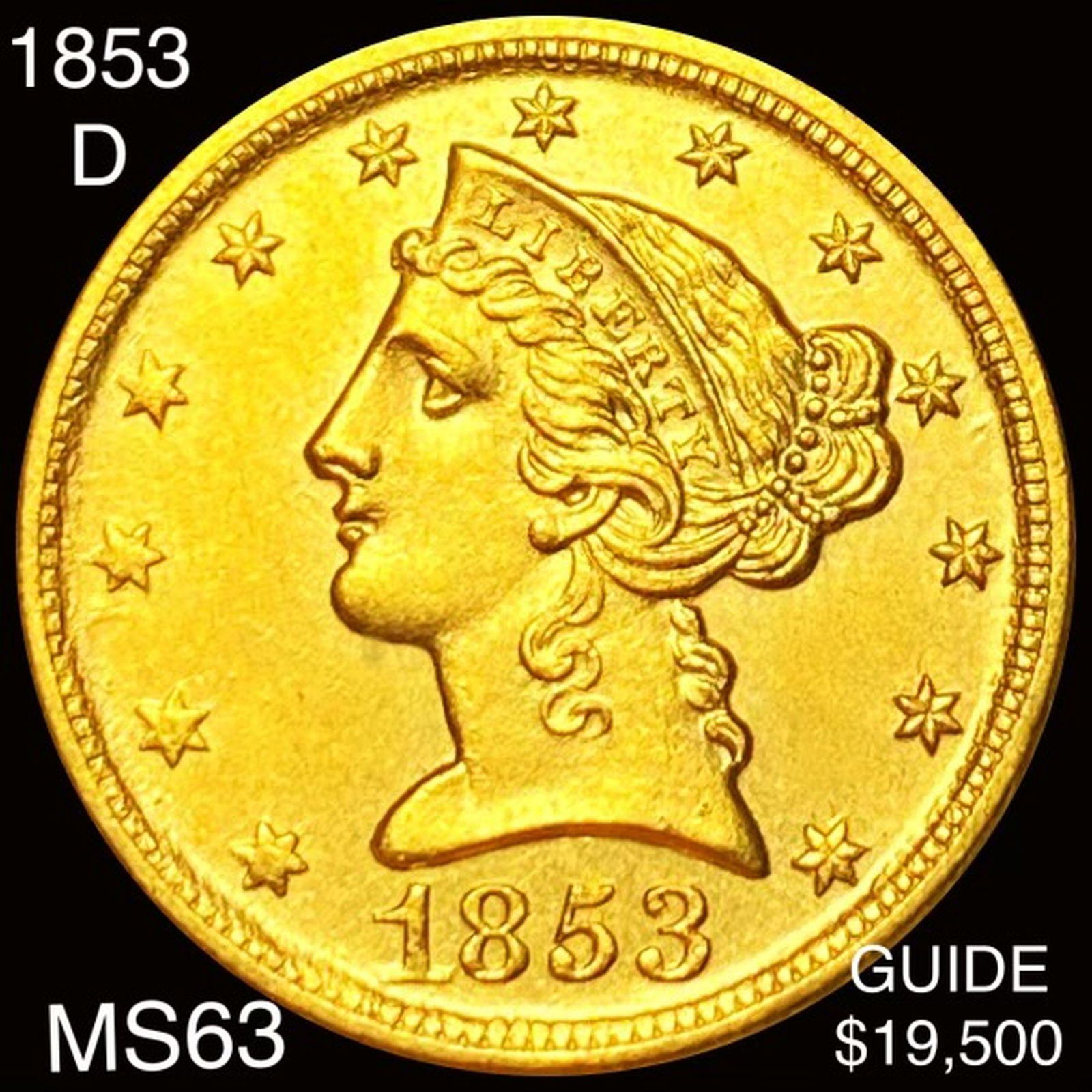 1853-D $5 Gold Half Eagle CHOICE BU (1 of 2)