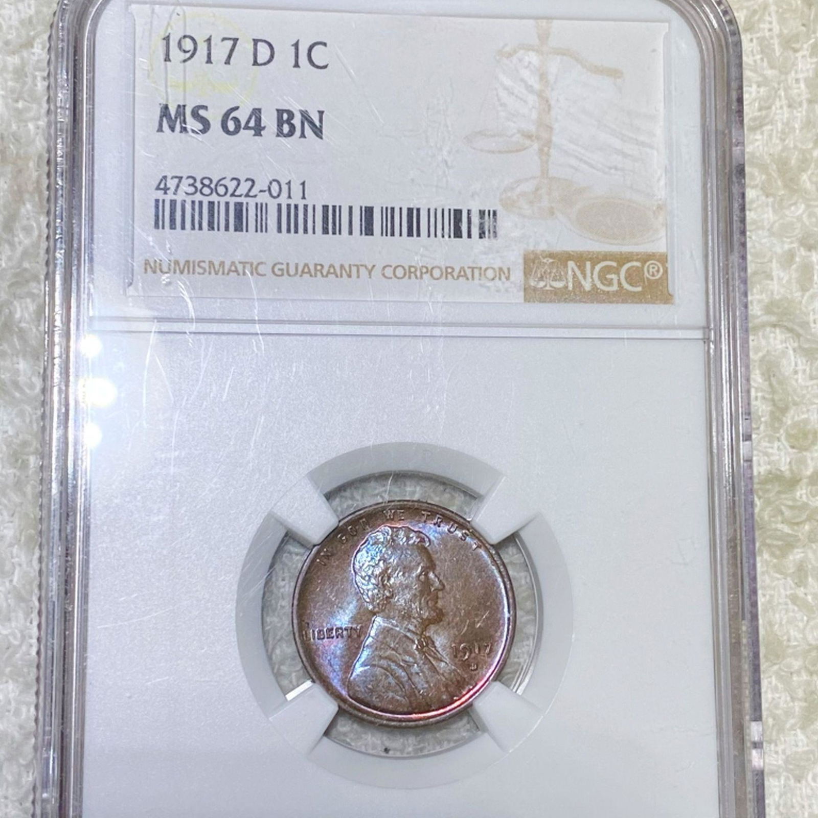 1917-D Lincoln Wheat Penny NGC - MS 64 BN (1 of 2)