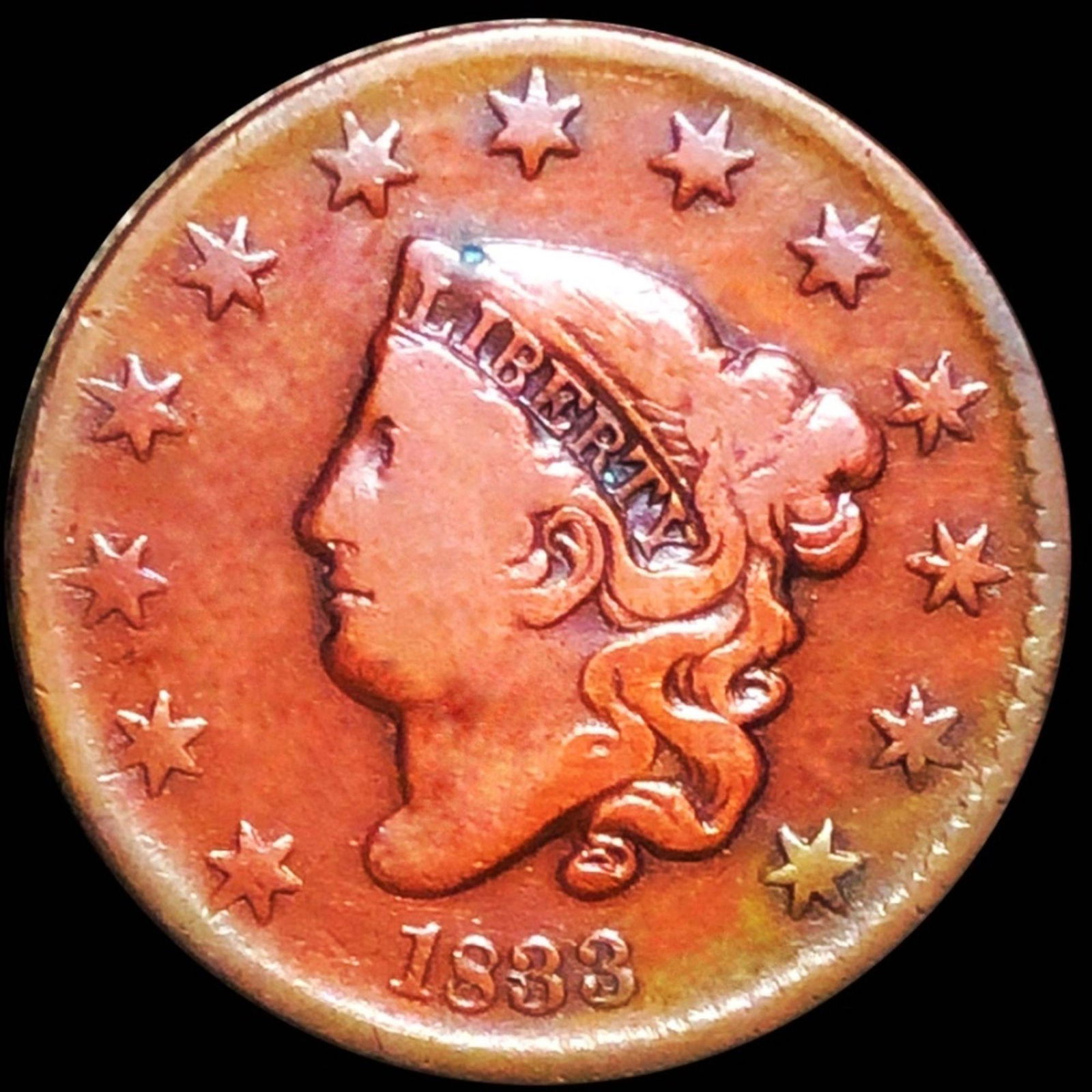 1833 Coronet Head Large Cent NICELY CIRCULATED (1 of 2)