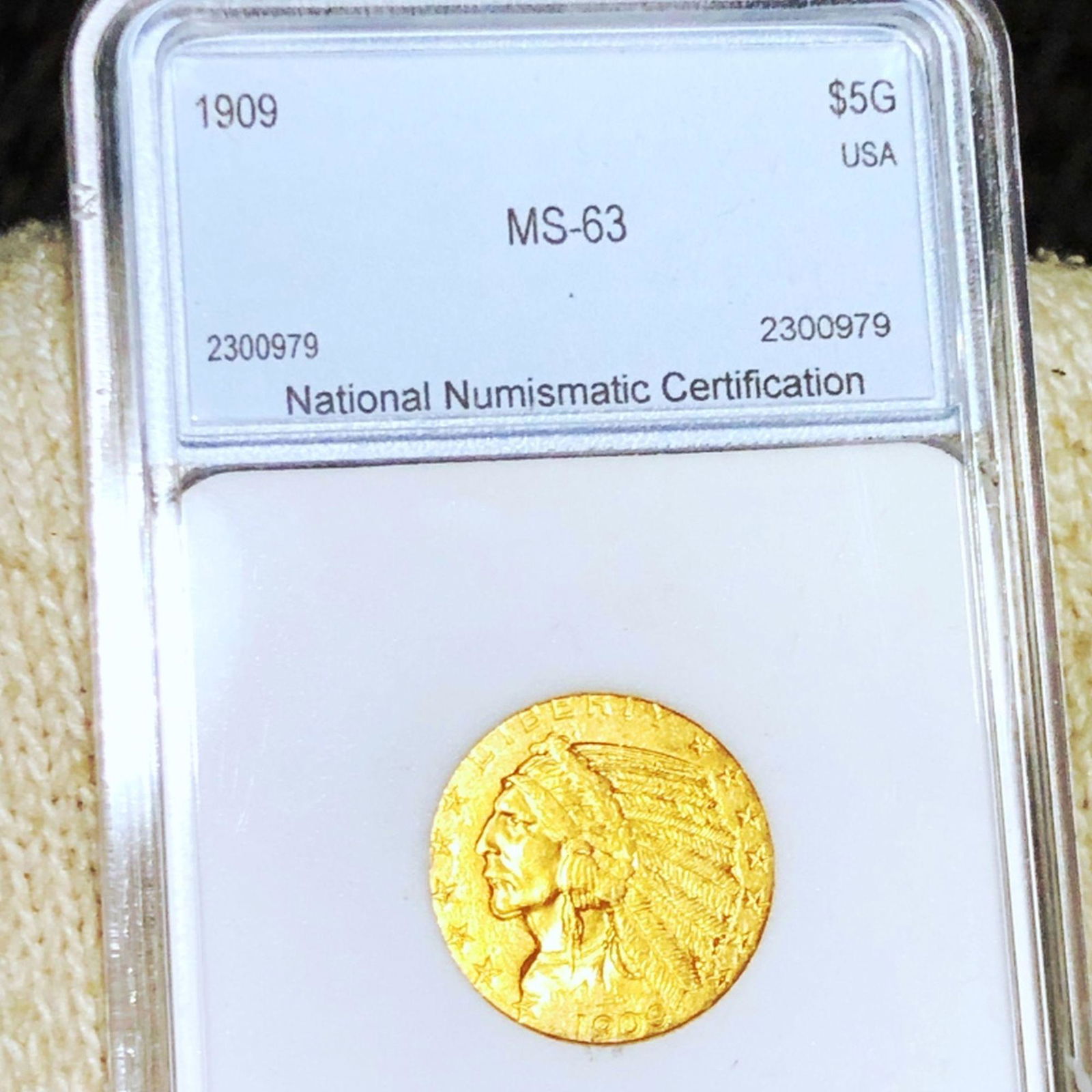 1909 $5 Gold Half Eagle NNC - MS63 (1 of 2)