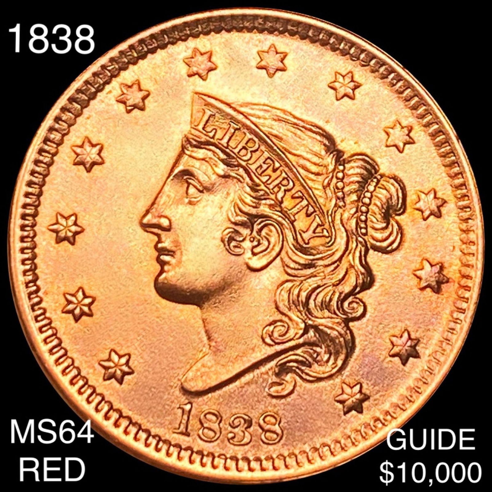 1838 Coronet Head Large Cent CHOICE BU RED (1 of 2)