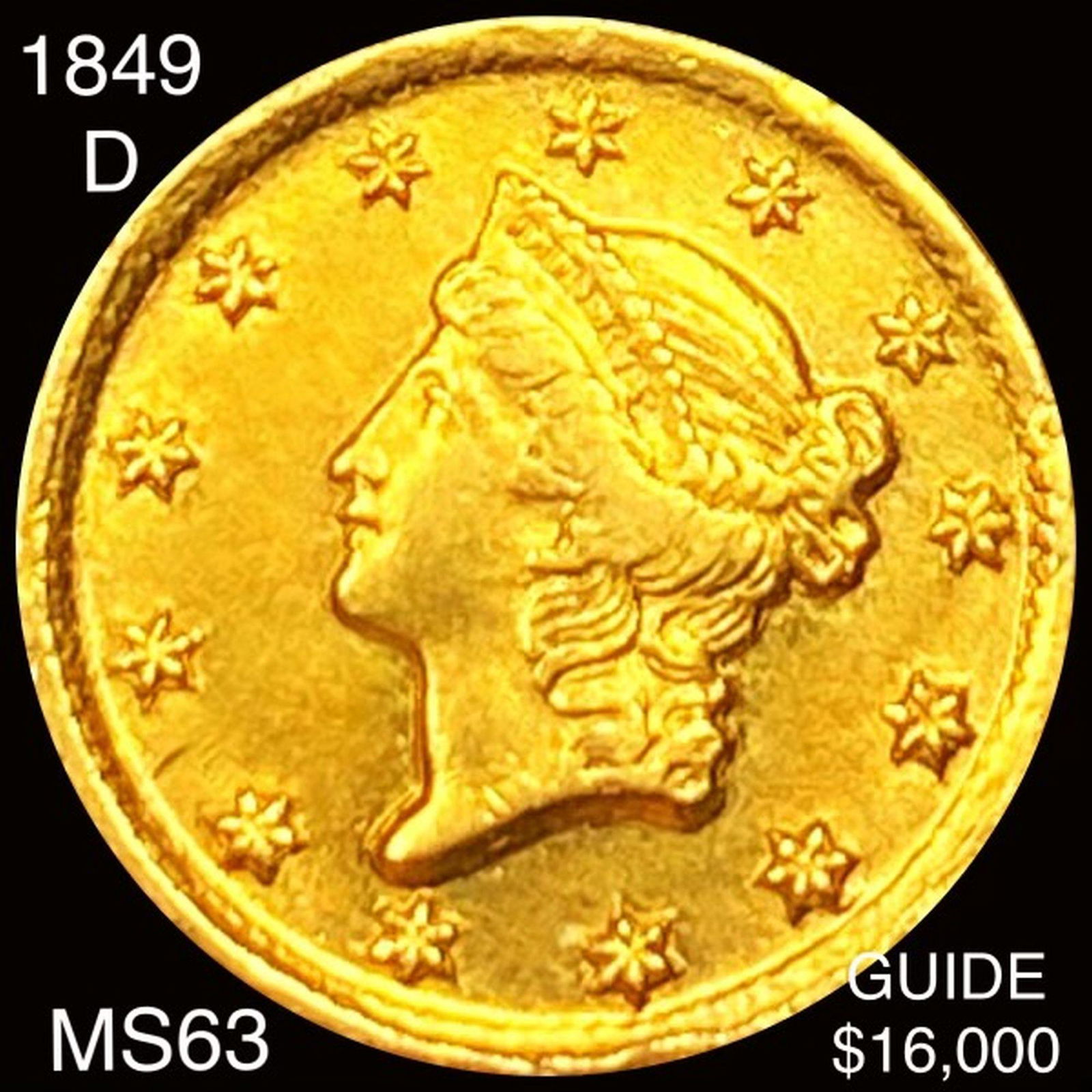 1849-D Rare Gold Dollar CHOICE BU (1 of 2)