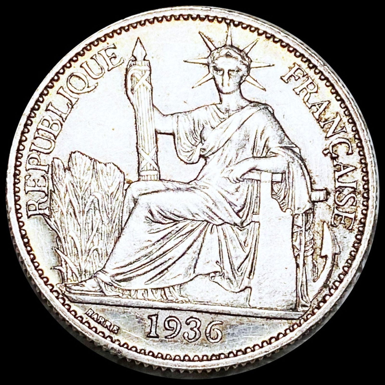 1936 Indo-Chine Silver Half Dollar UNCIRCULATED (1 of 2)