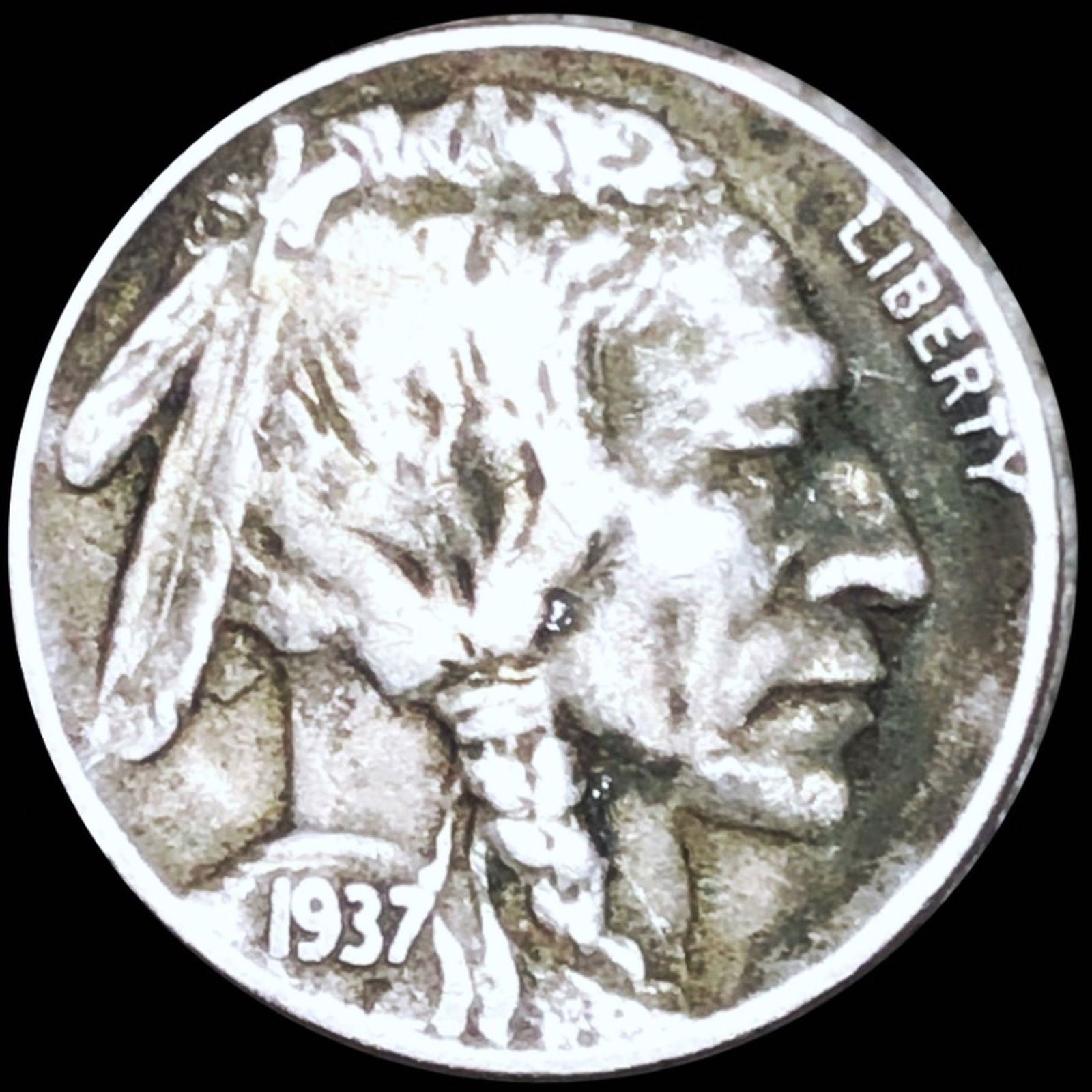 1937-D "3-LEGGED" Buffalo Head Nickel NICELY CIRC (1 of 2)