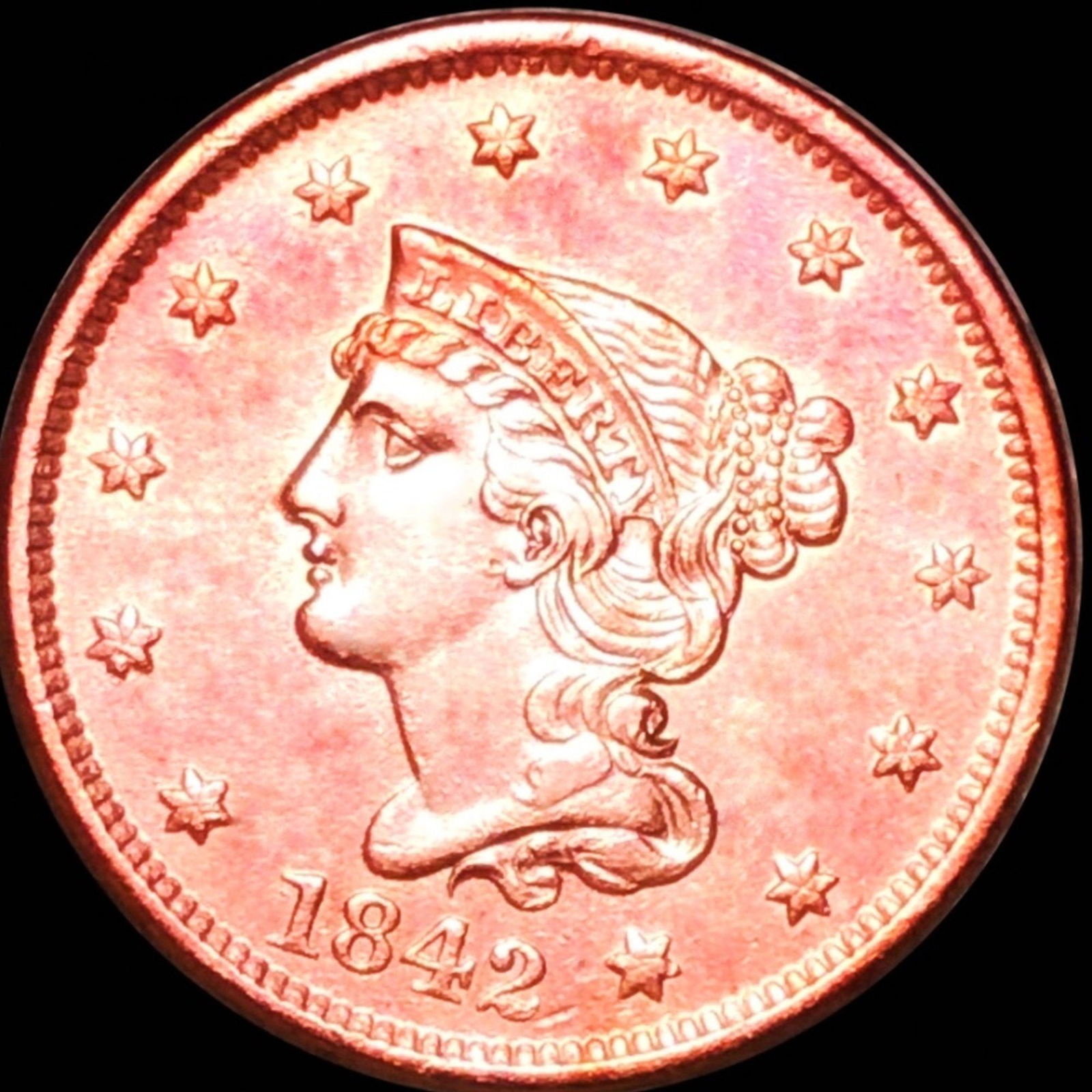 1842 Braided Hair Large Cent UNCIRCULATED (1 of 2)