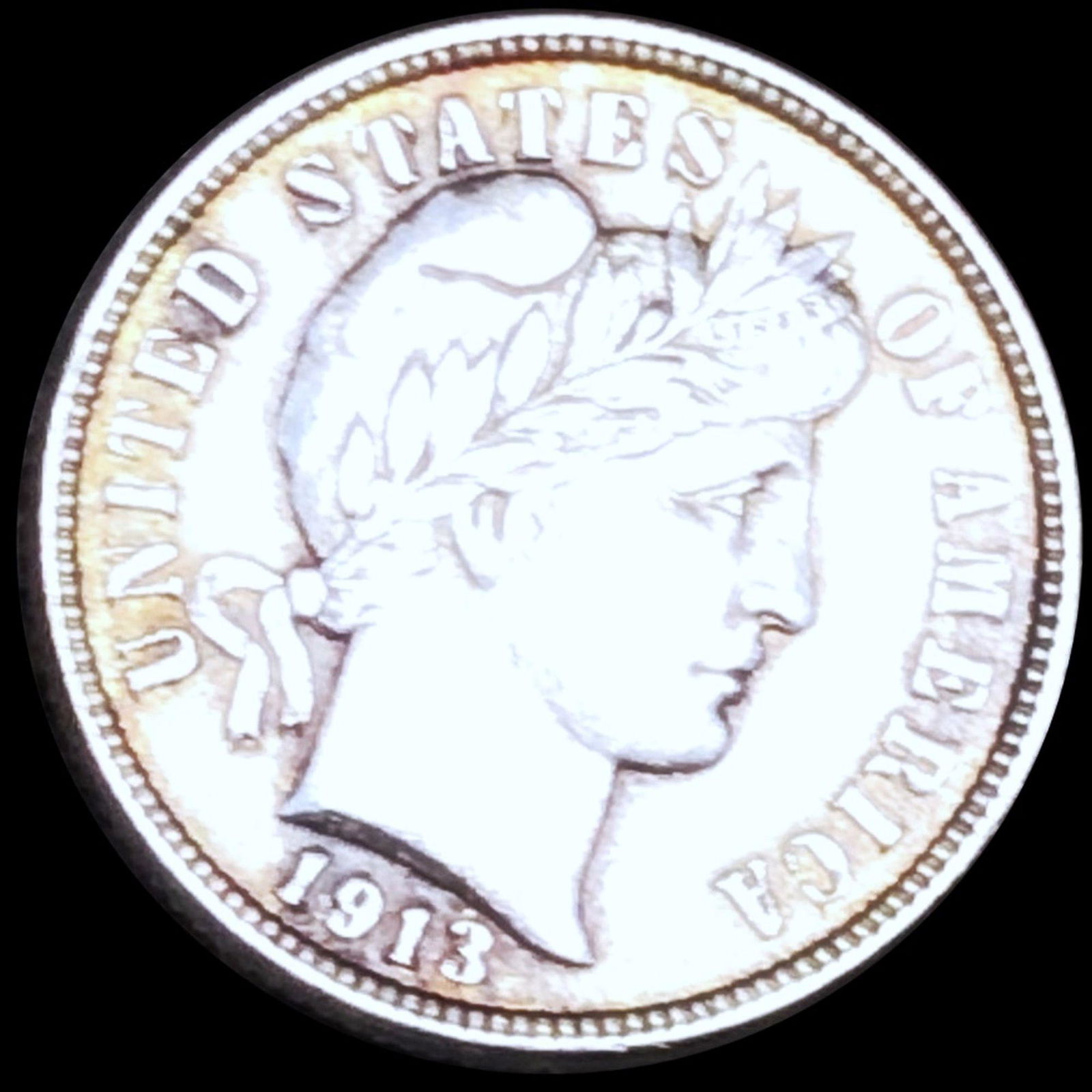 1913 Barber Silver Dime NEARLY UNCIRCULATED (1 of 2)