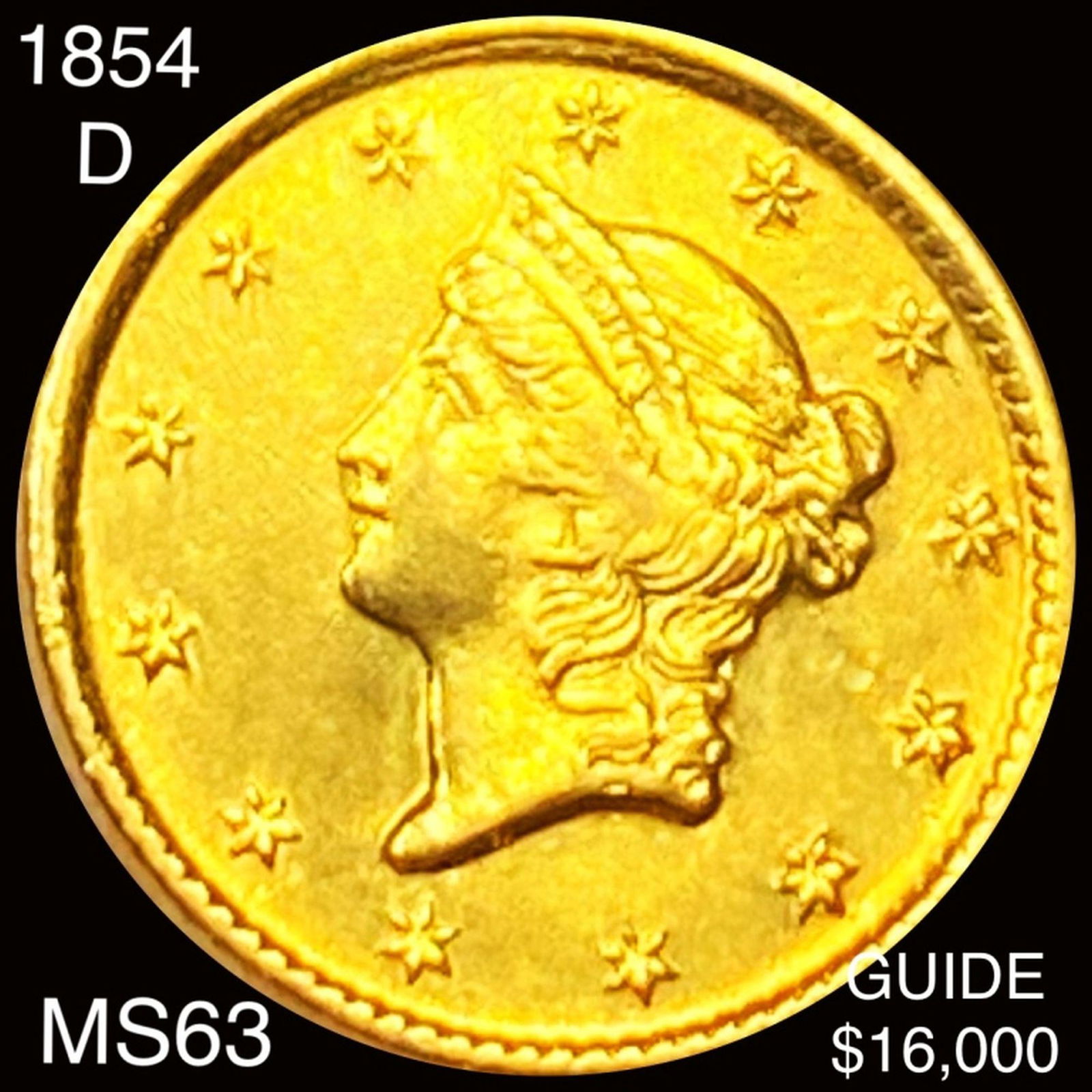 1854-D Rare Gold Dollar CHOICE BU (1 of 2)