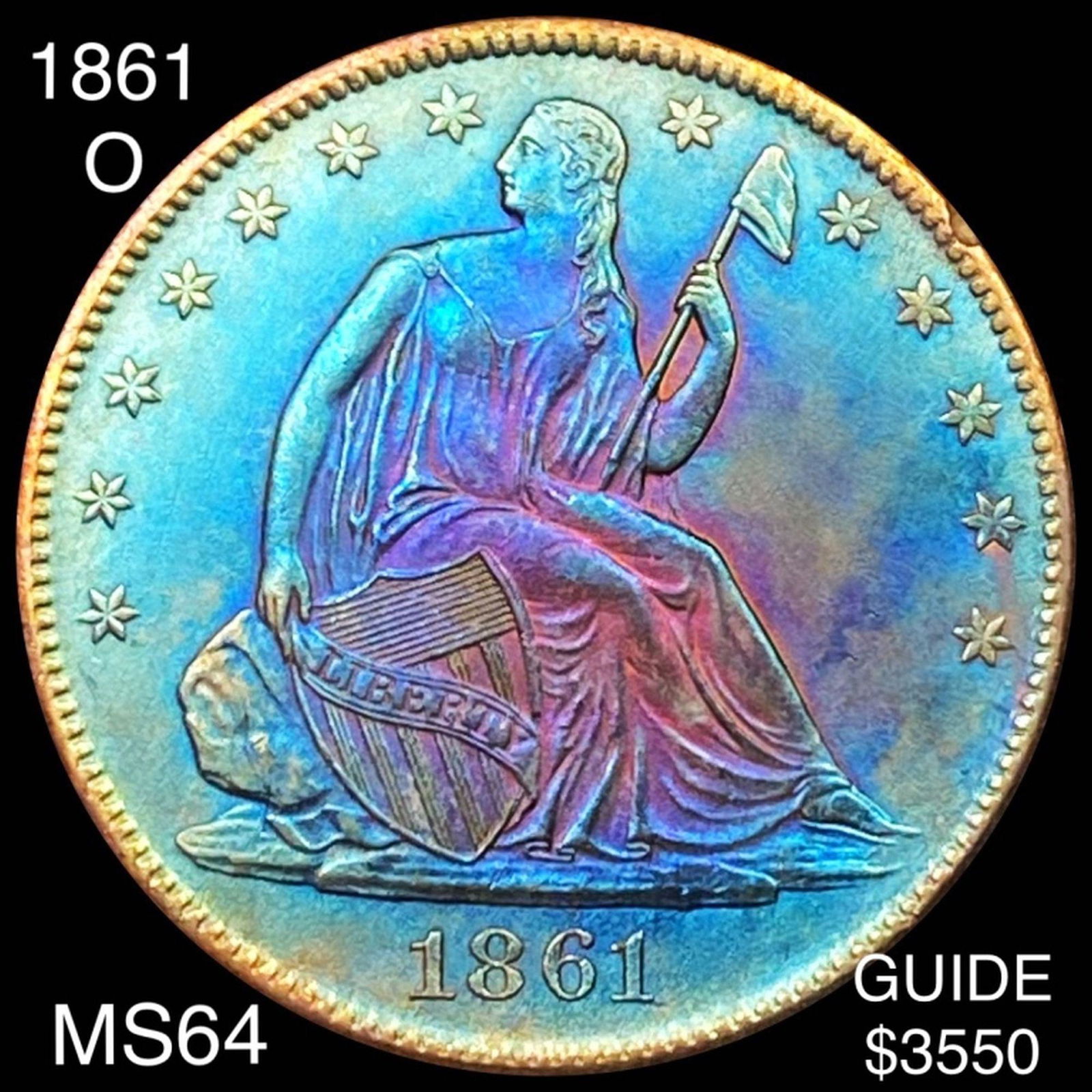 1861-O Seated Half Dollar CHOICE BU (1 of 2)