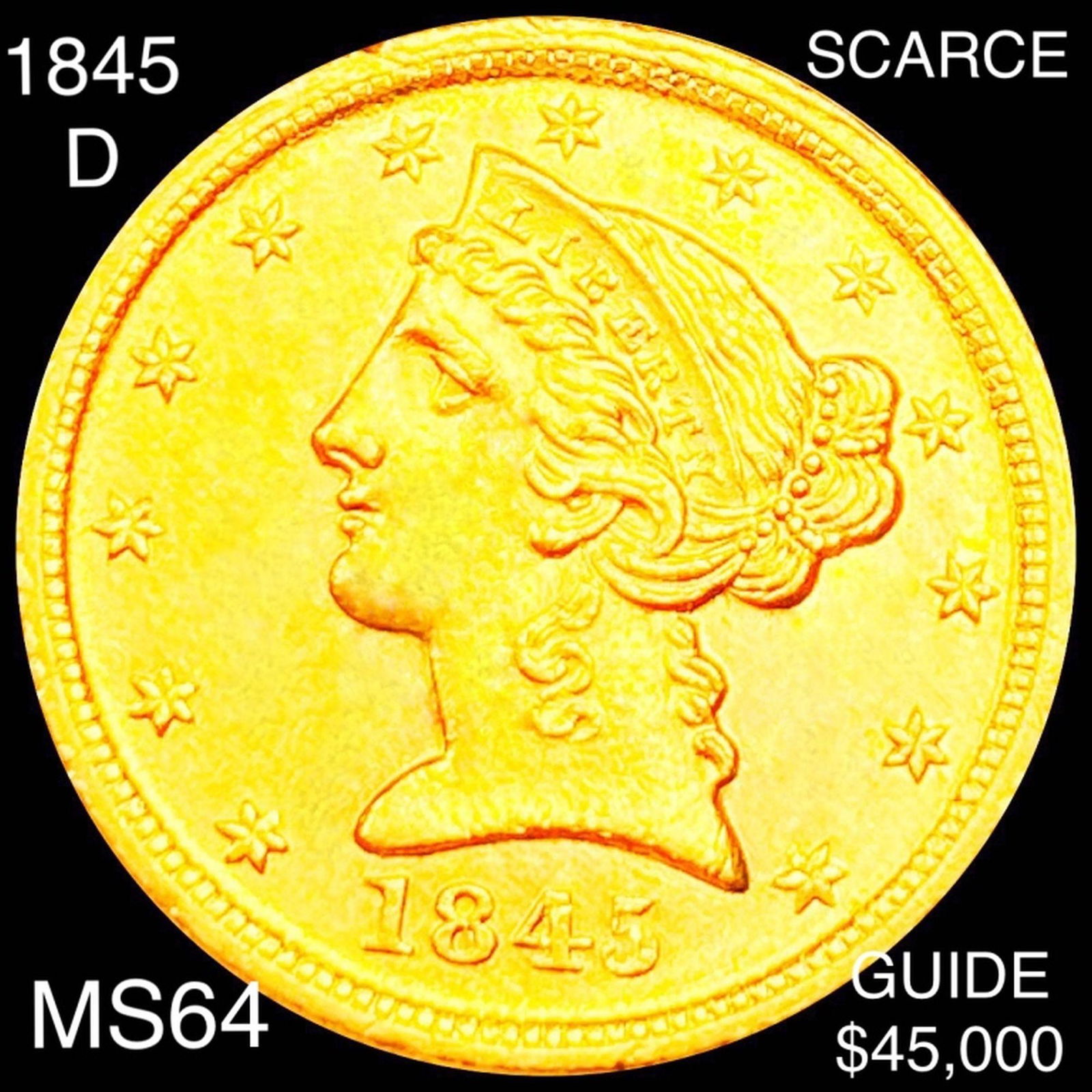 1845-D $5 Gold Half Eagle CHOICE BU (1 of 2)