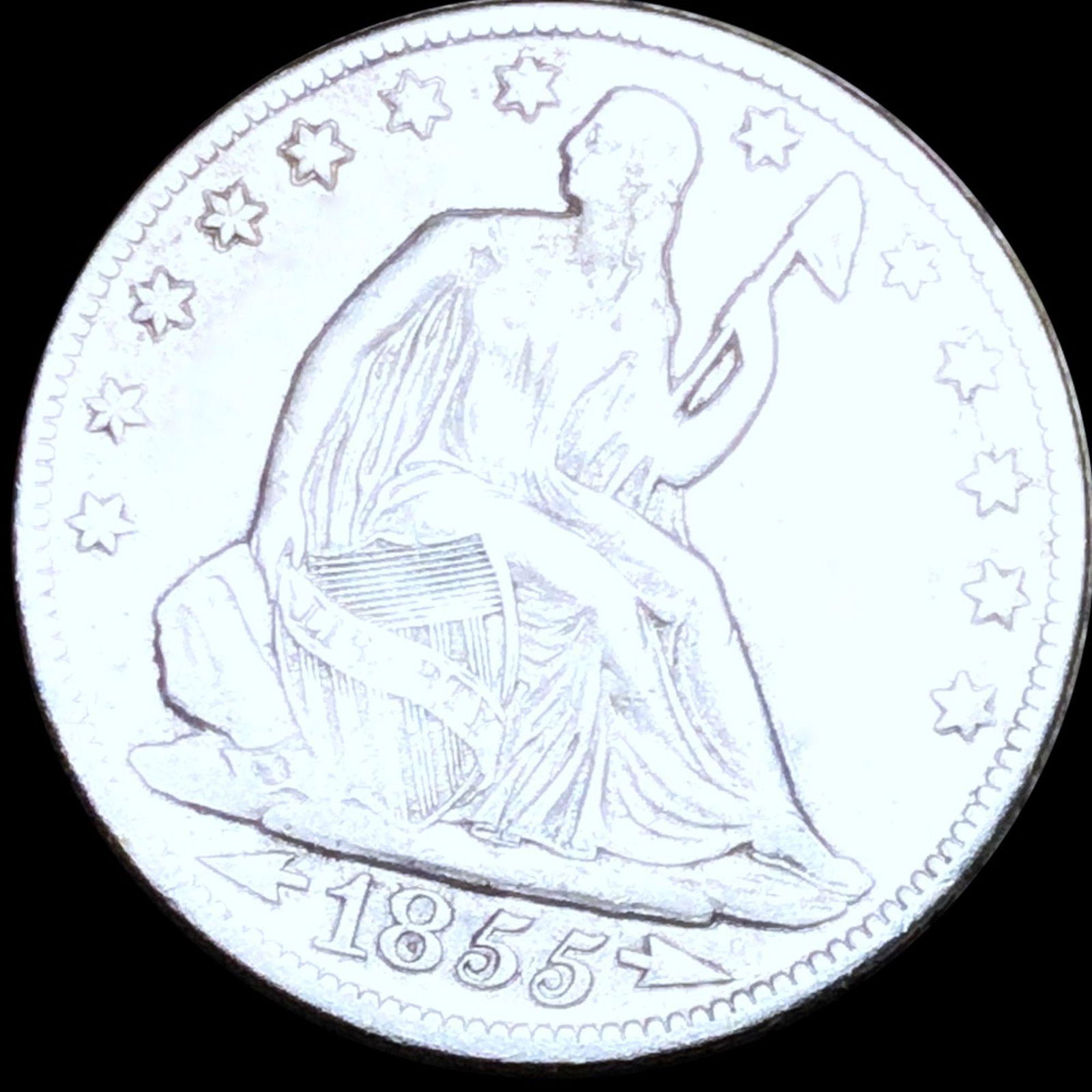 1855-O Seated Half Dollar CLOSELY UNCIRCULATED (1 of 2)