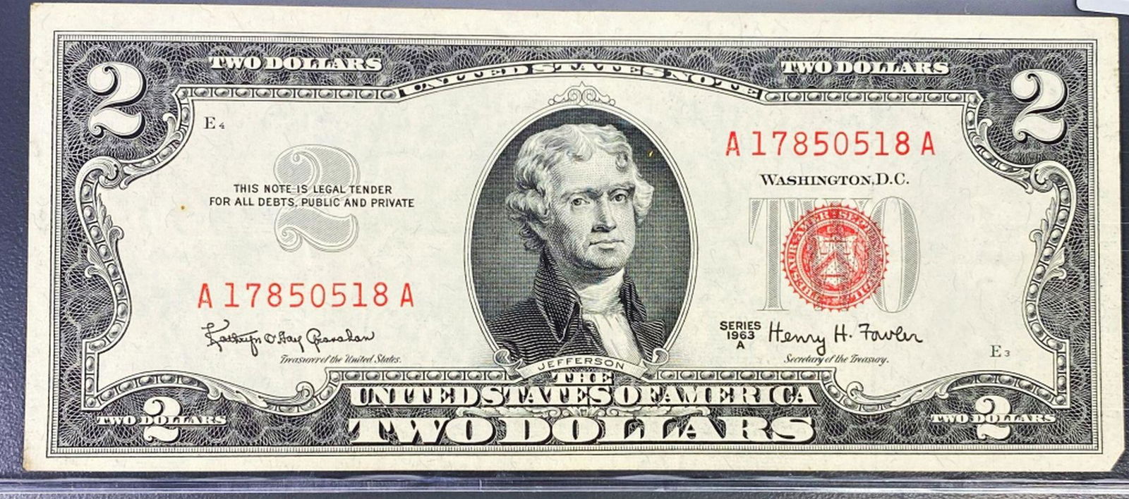 1963 $2 Red Seal Bill UNCIRCULATED (1 of 2)