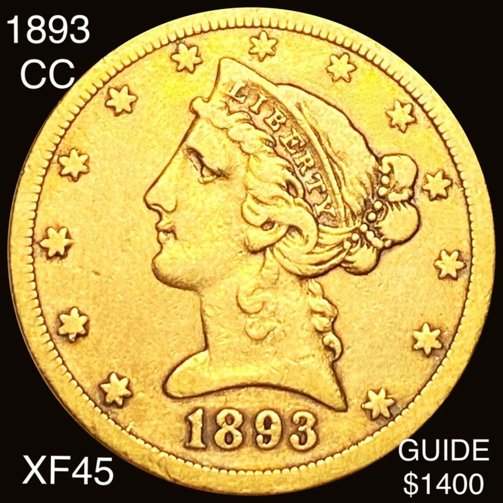 1893-CC $5 Gold Half Eagle LIGHTLY CIRCULATED (1 of 2)