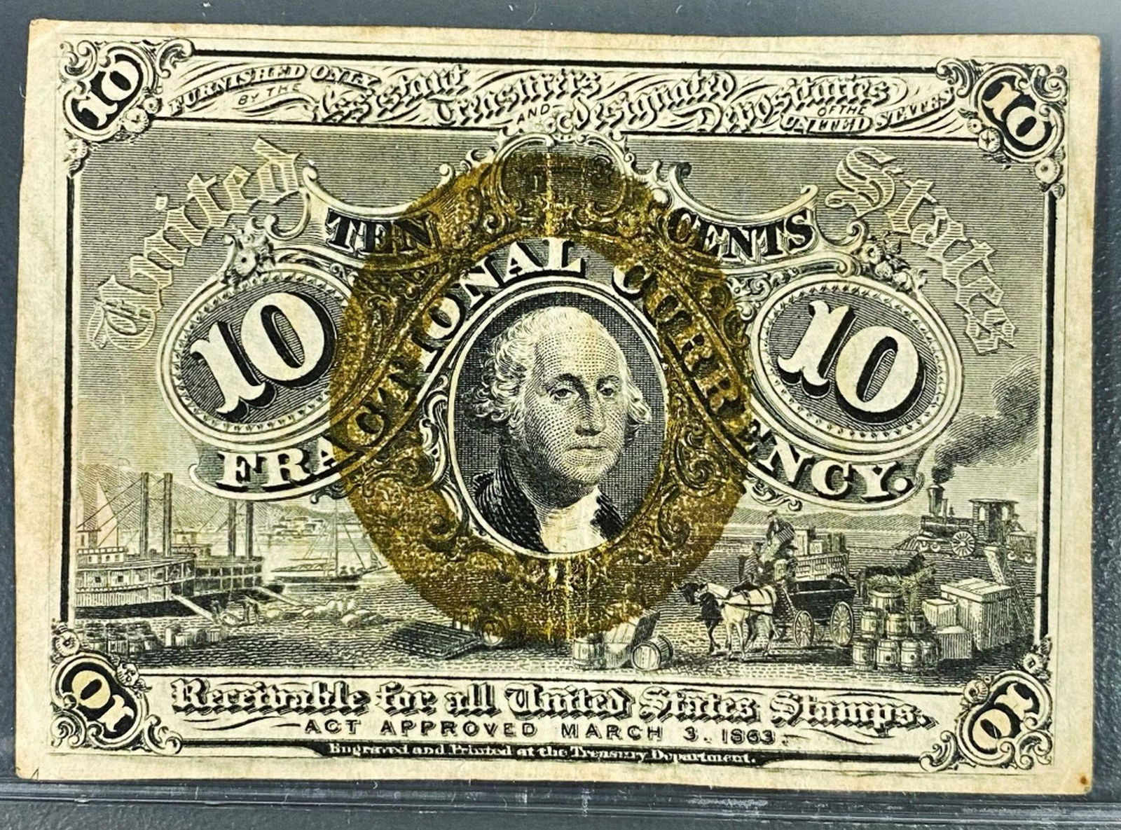 1863 US Fract. Currency 10 Cents Bill CLOSELY UNC (1 of 2)