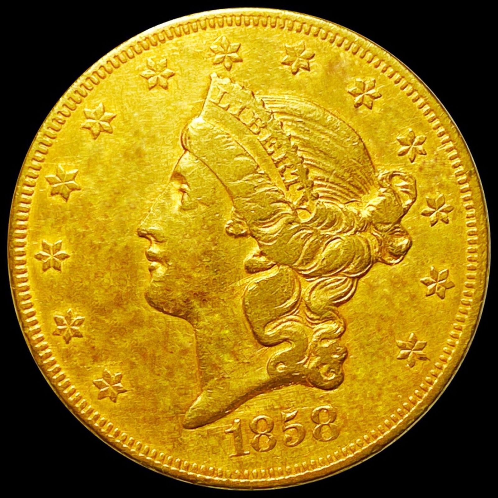 1858 $20 Gold Double Eagle NEARLY UNC (1 of 2)