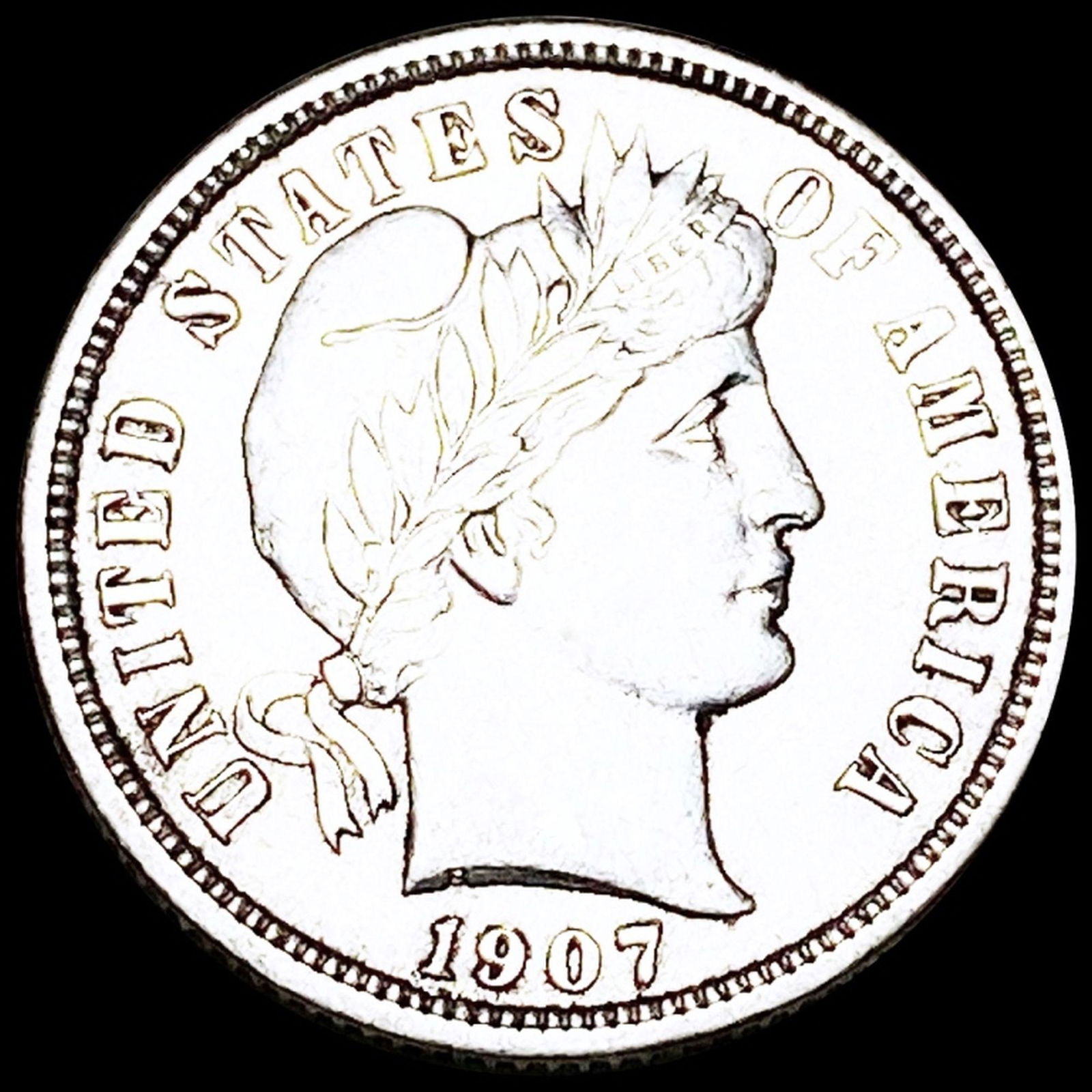 1907 Barber Silver Dime NEARLY UNCIRCULATED (1 of 2)