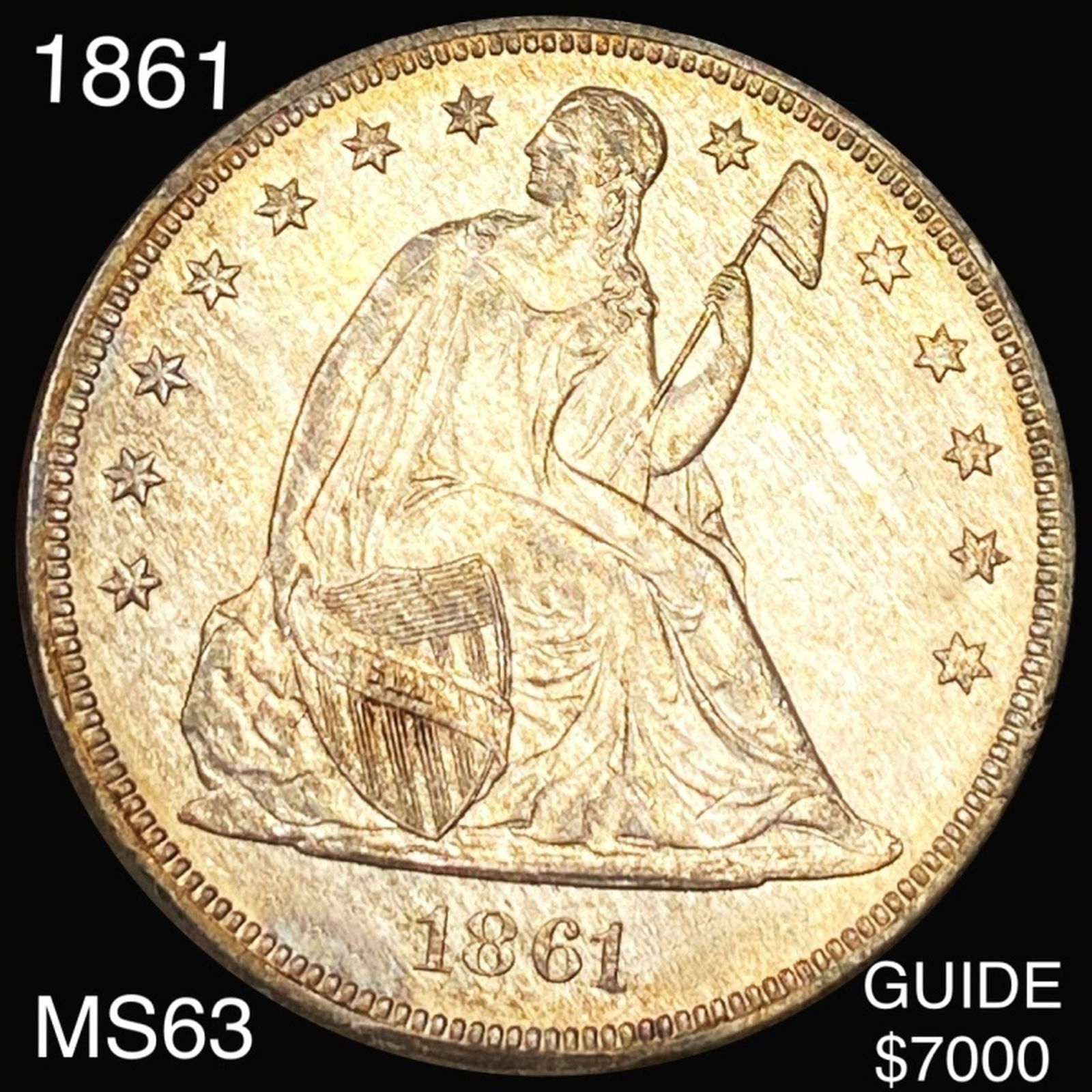 1861 Seated LIberty Dollar CHOICE BU (1 of 2)
