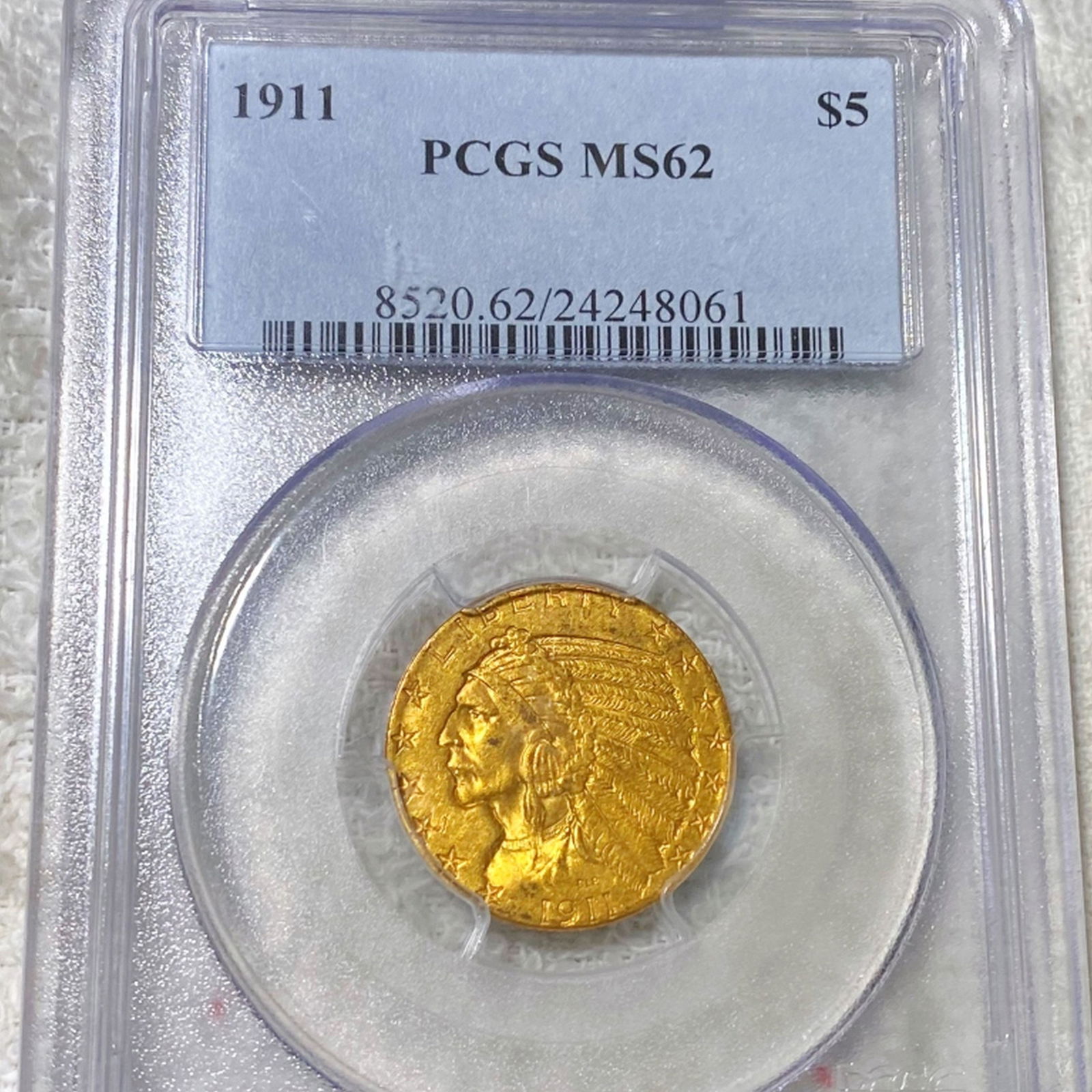 1911 $5 Gold Half Eagle PCGS - MS62 (1 of 2)