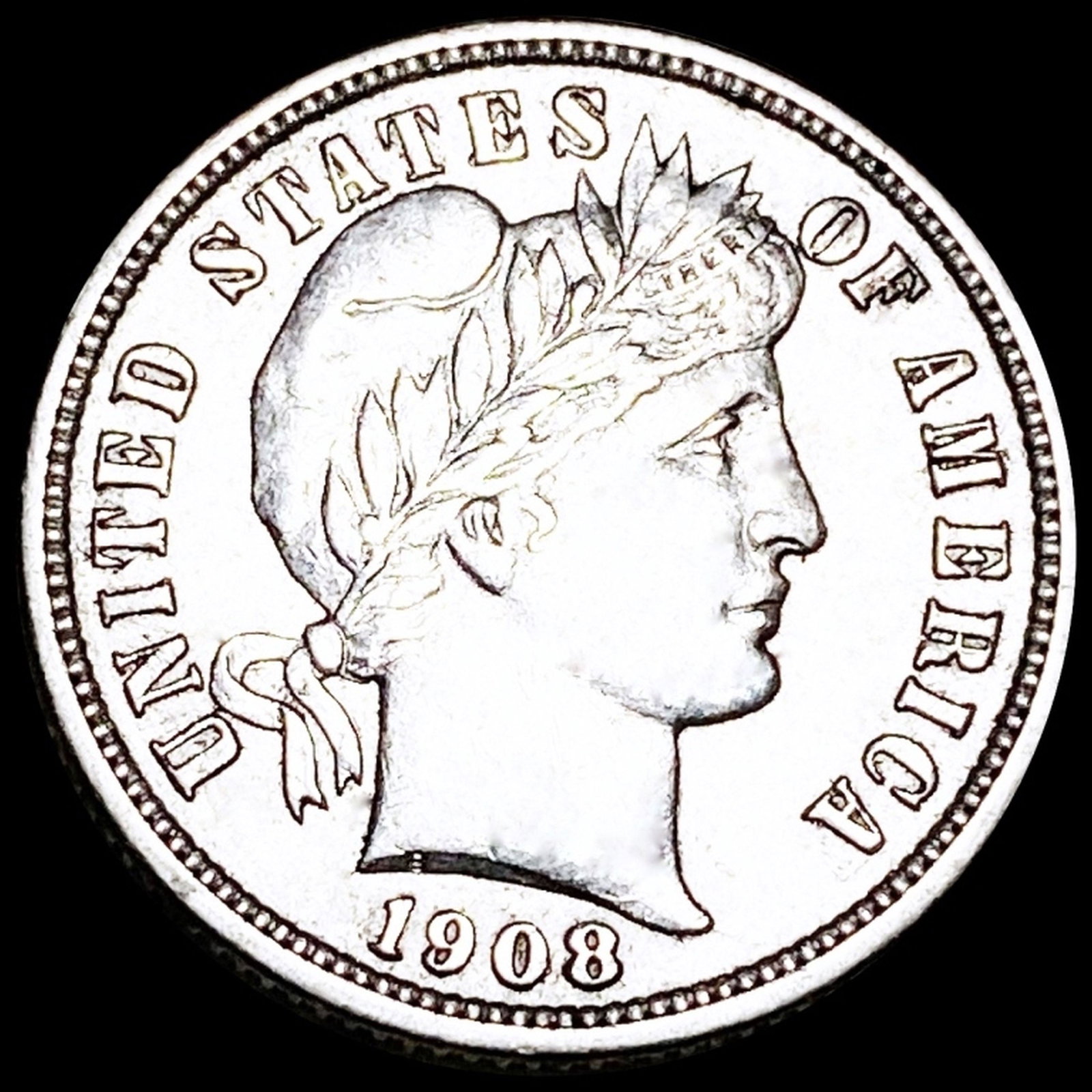 1908-S Barber Silver Dime CLOSELY UNCIRCULATED (1 of 2)