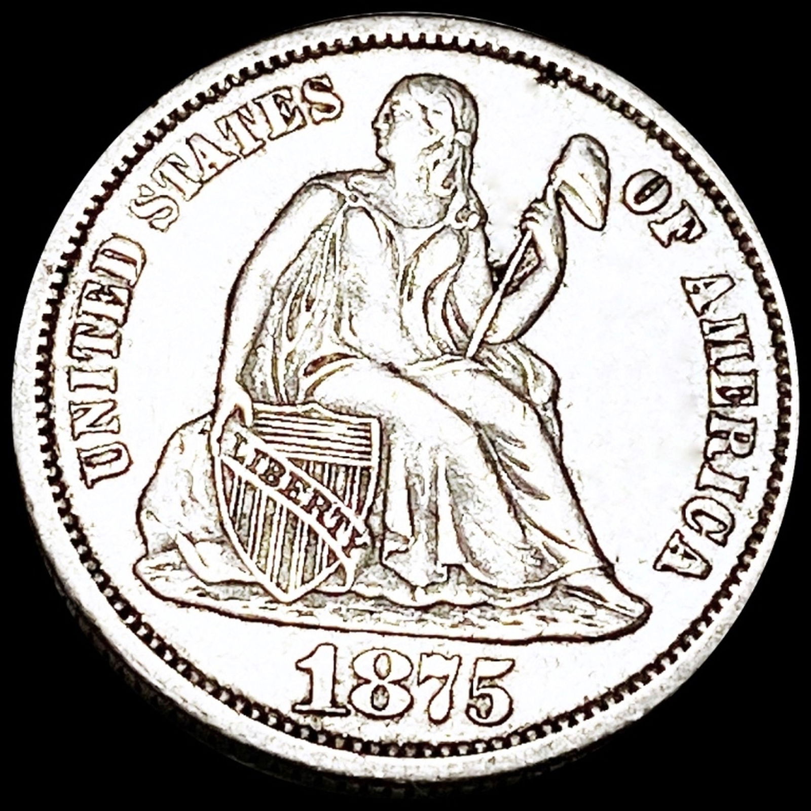 1875- CC Seated Liberty Dime LIGHTLY CIRCULATED (1 of 2)