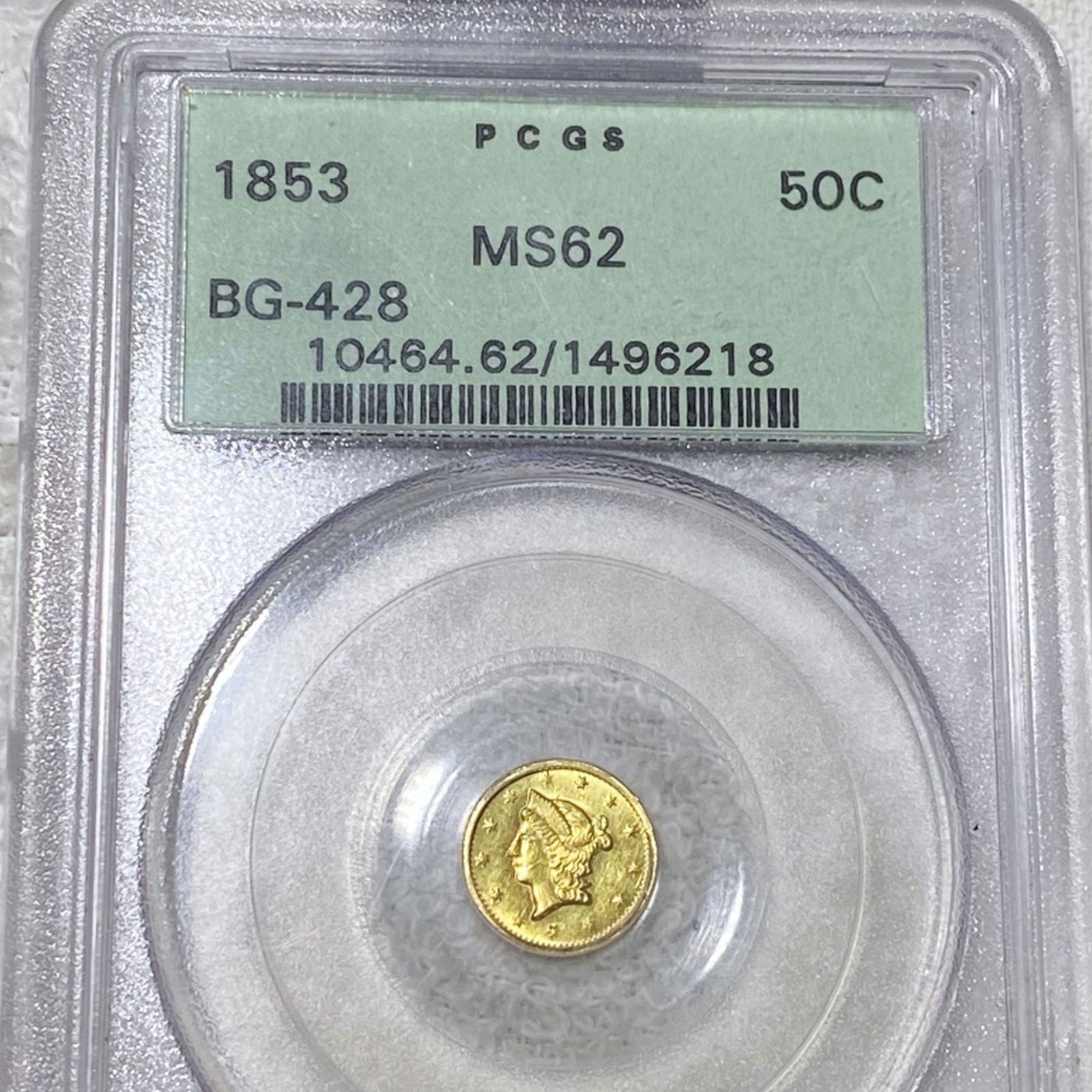 1853 Cal. Round Gold 50c PCGS - MS62 BG-428 (1 of 2)