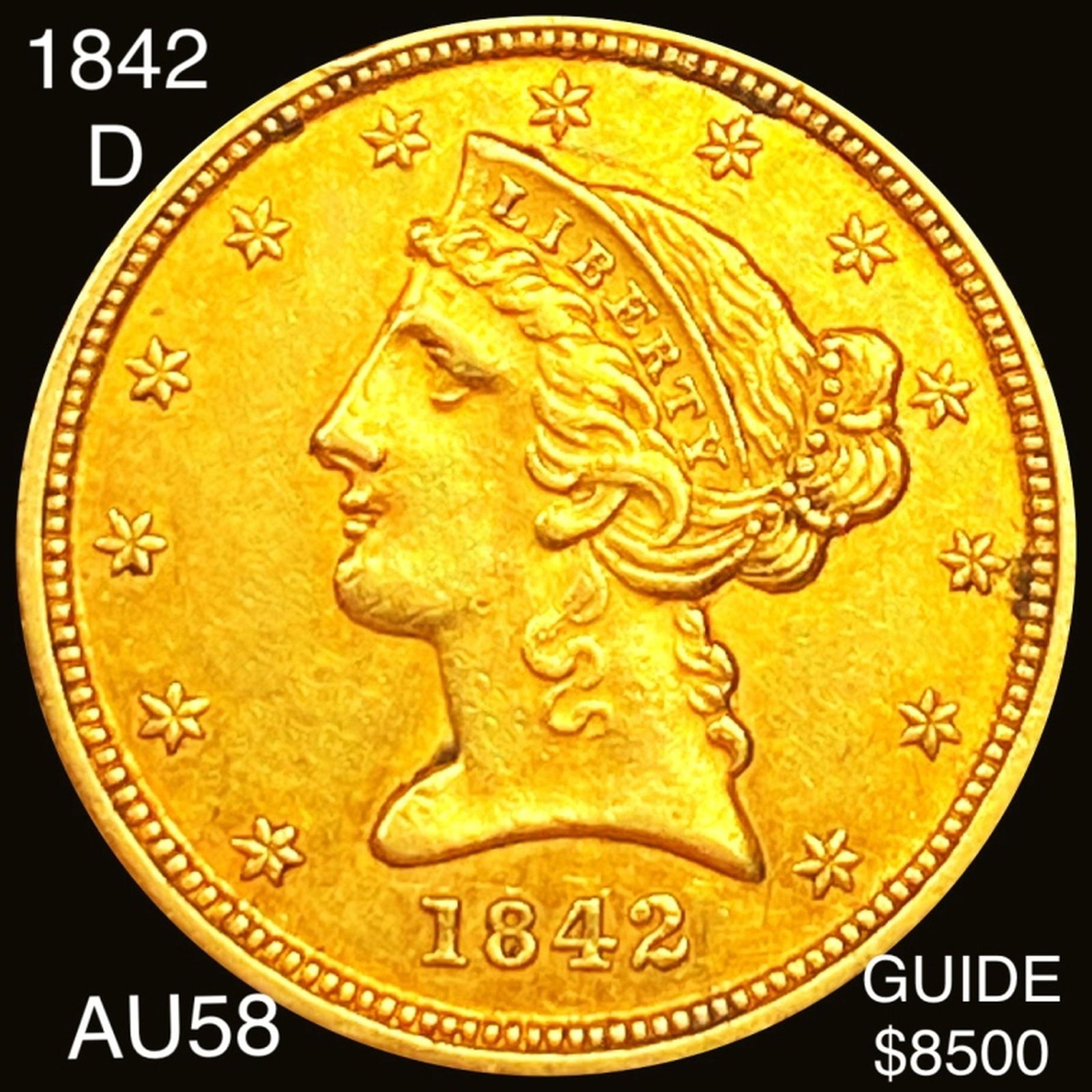 1842-D $5 Gold Half Eagle CHOICE AU (1 of 2)