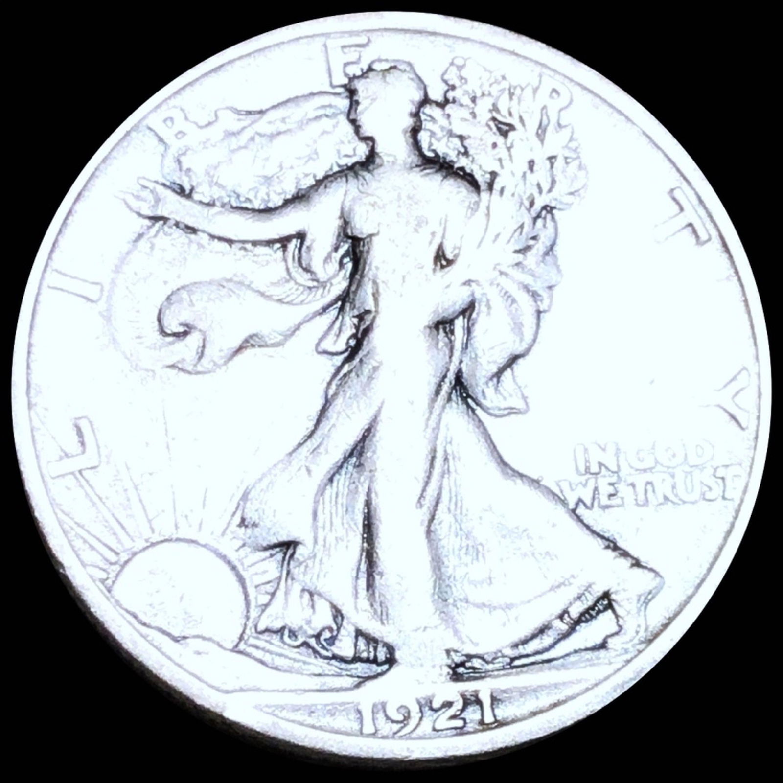 1921-S Walking Half Dollar NICELY CIRCULATED (1 of 2)