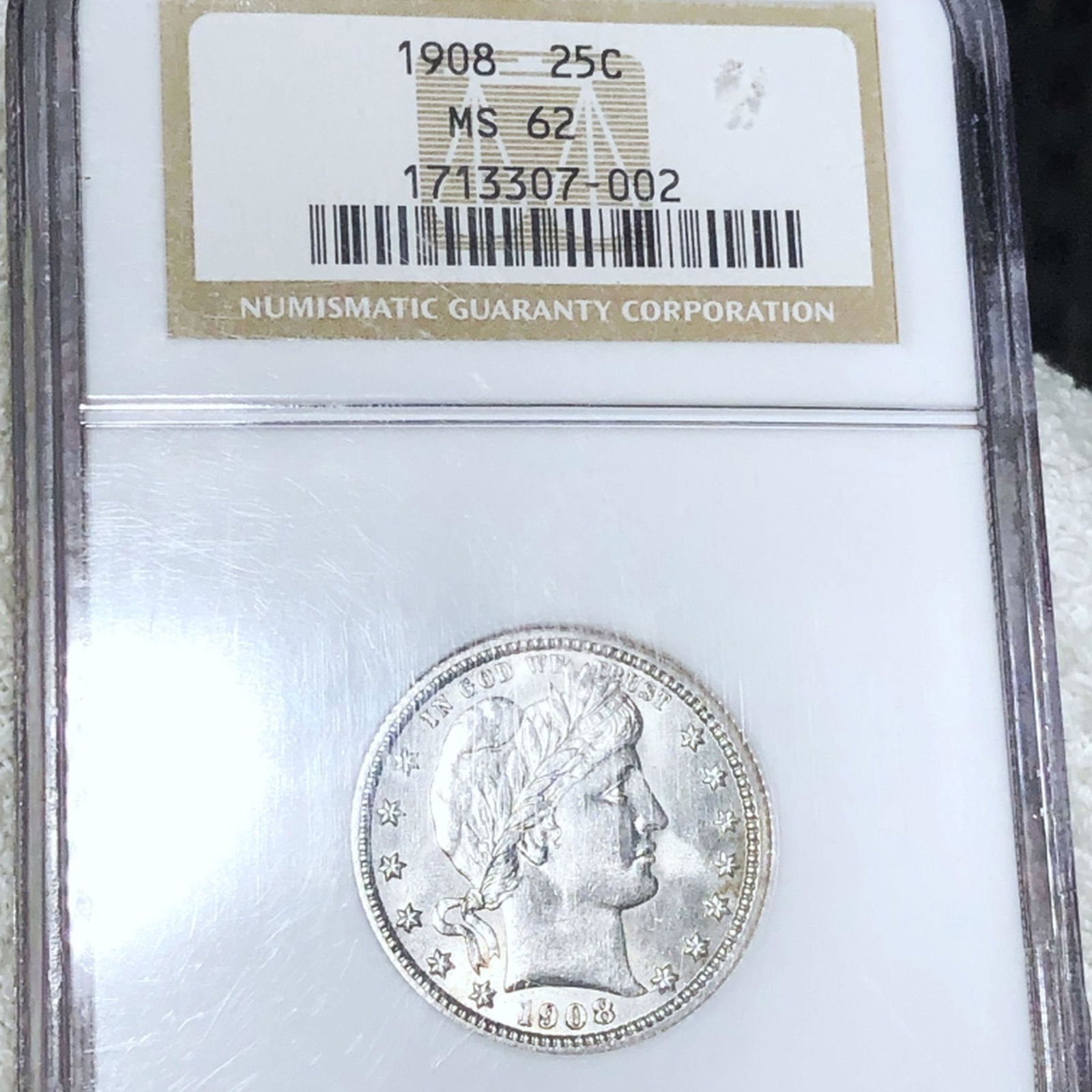 1908 Barber Silver Quarter NGC - MS62 (1 of 2)