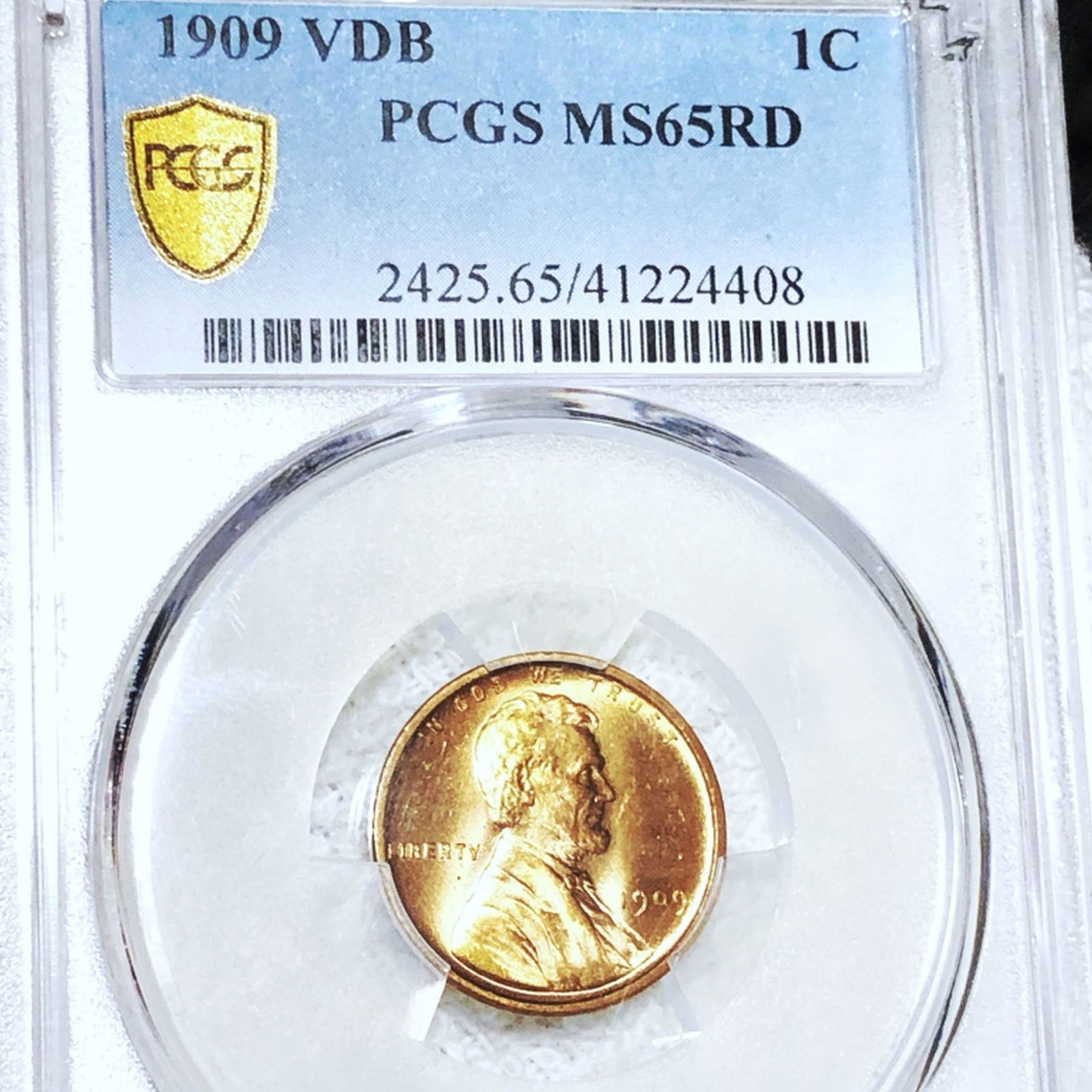 1909 V.D.B. Lincoln Wheat Penny PCGS - MS 65 RD (1 of 2)