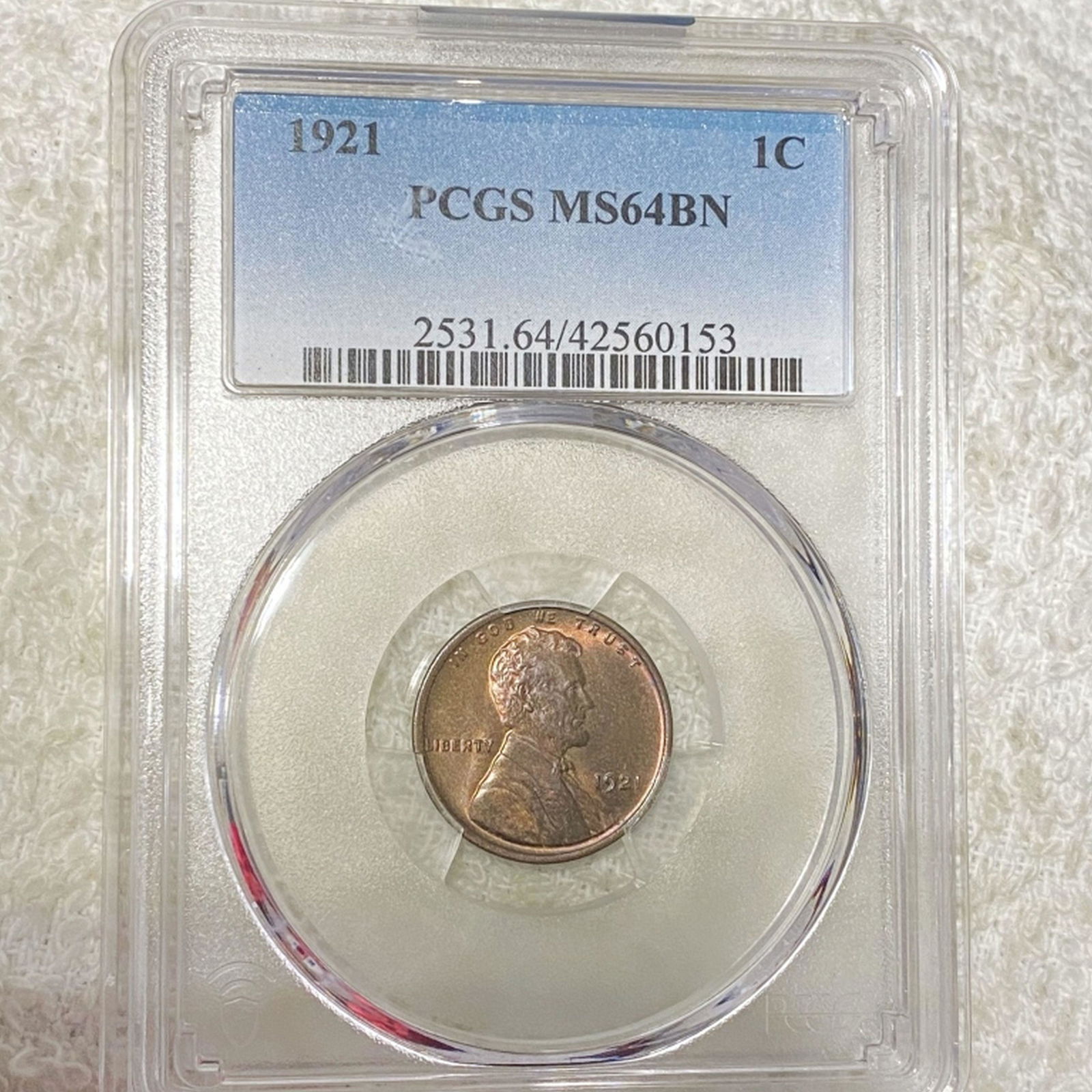 1921 Lincoln Wheat Penny PCGS - MS 64 RN (1 of 2)
