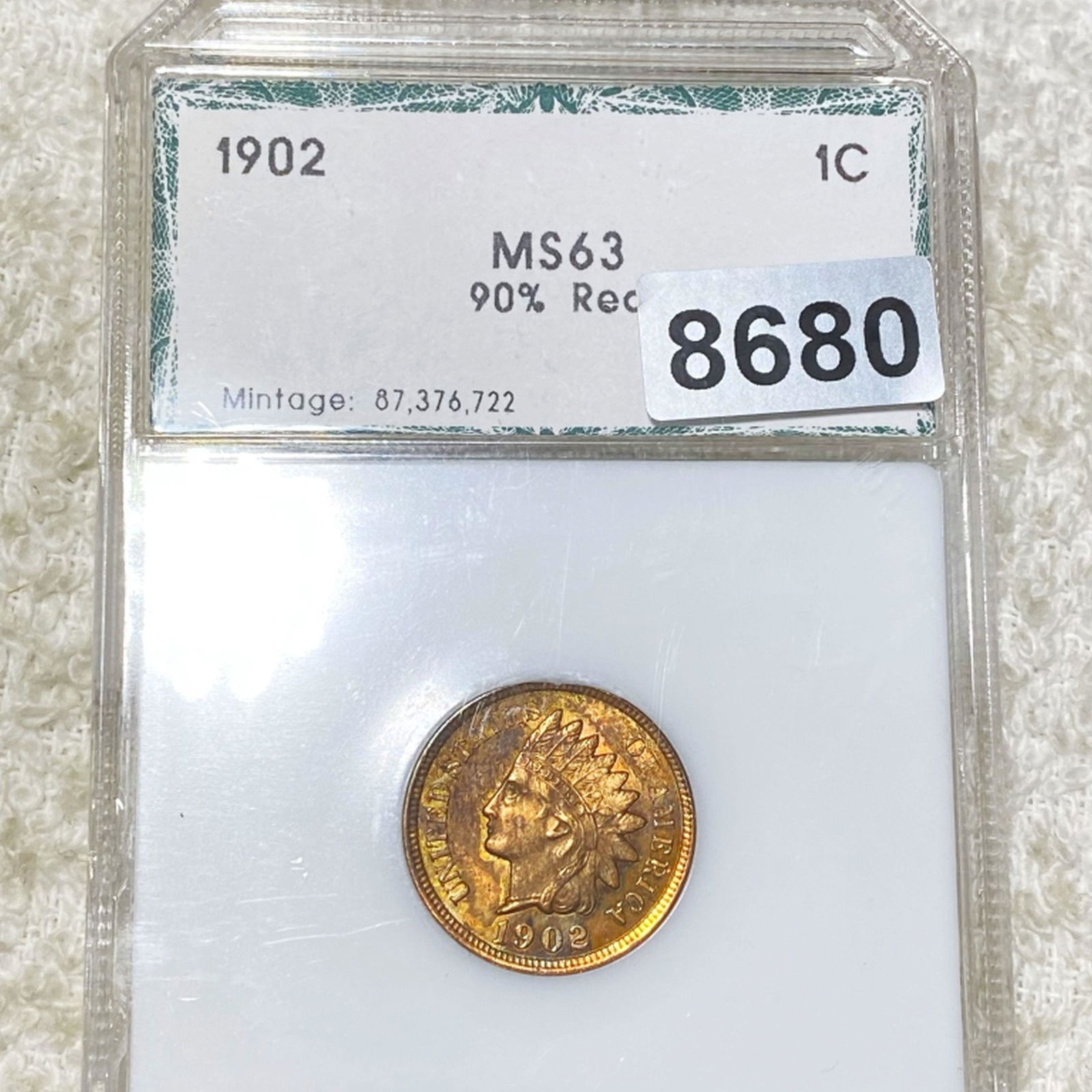 1902 Indian Head Penny PCI - MS63 90% RED (1 of 2)