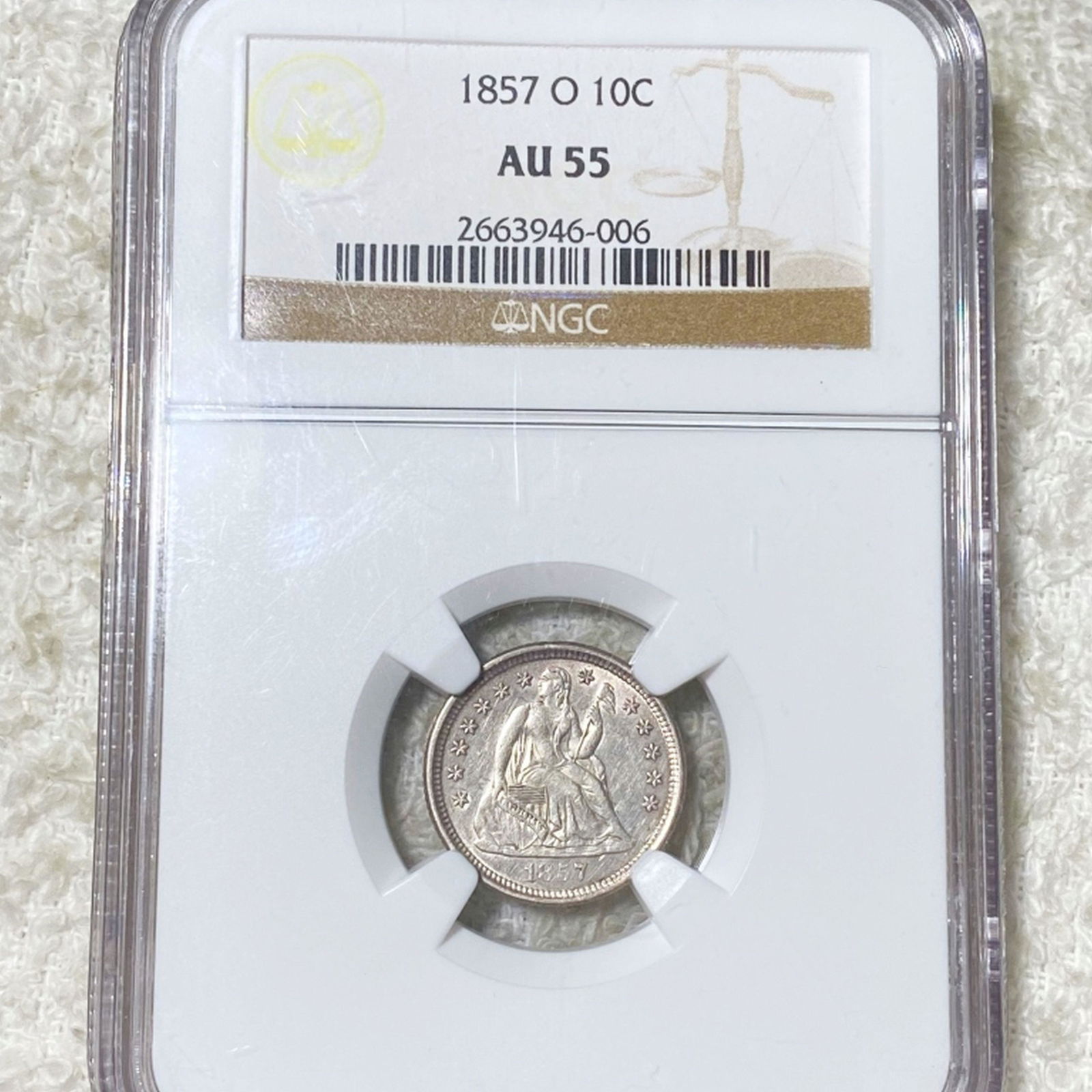 1857-O Seated Liberty Dime NGC - AU55 (1 of 2)