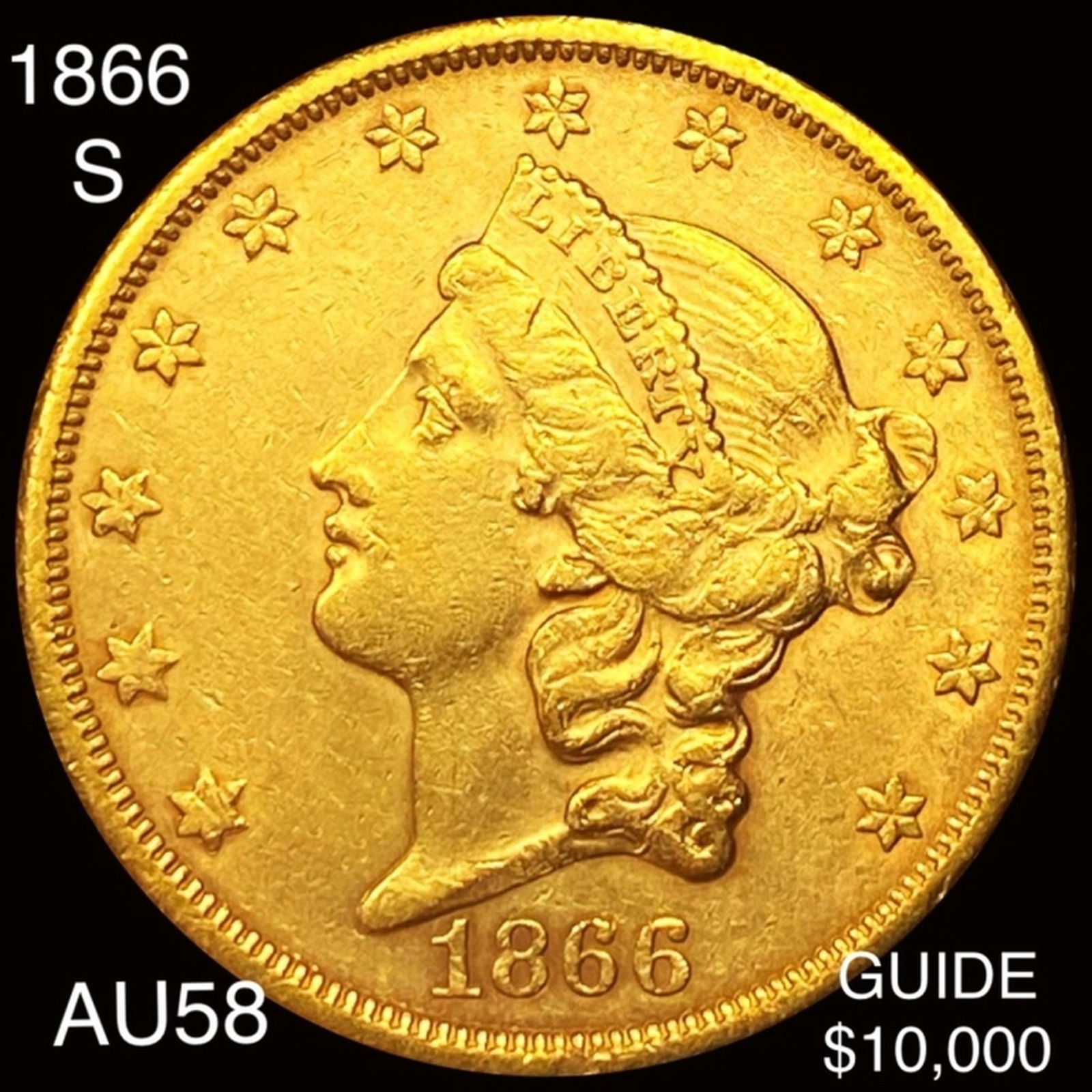 1866-S $20 Gold Double Eagle CHOICE AU (1 of 2)