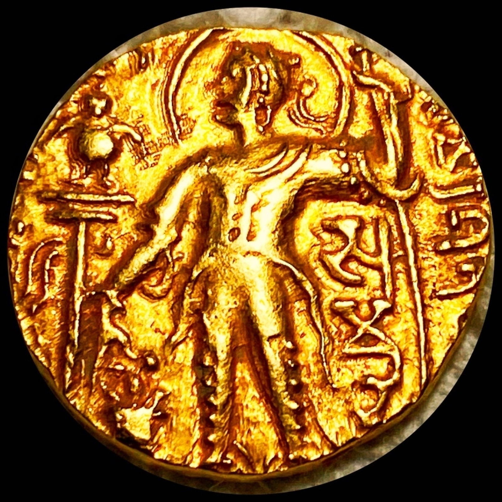 60-375 Kushan Empire Gold Coin NEARLY UNC (1 of 2)
