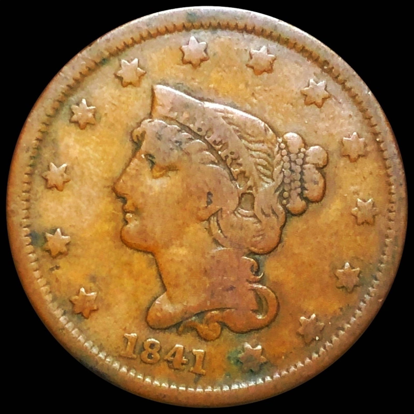 1841 Braided Hair Large Cent NICELY CIRCULATED (1 of 2)