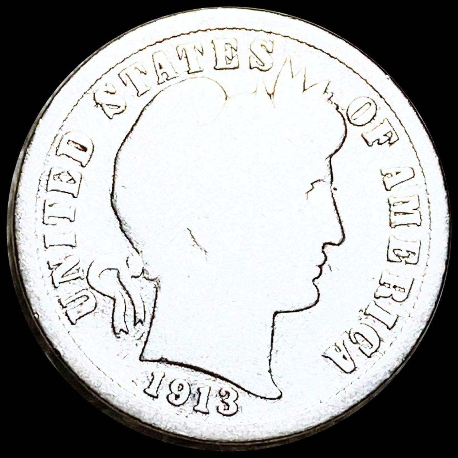 1913-S Barber Silver Dime NICELY CIRCULATED (1 of 2)