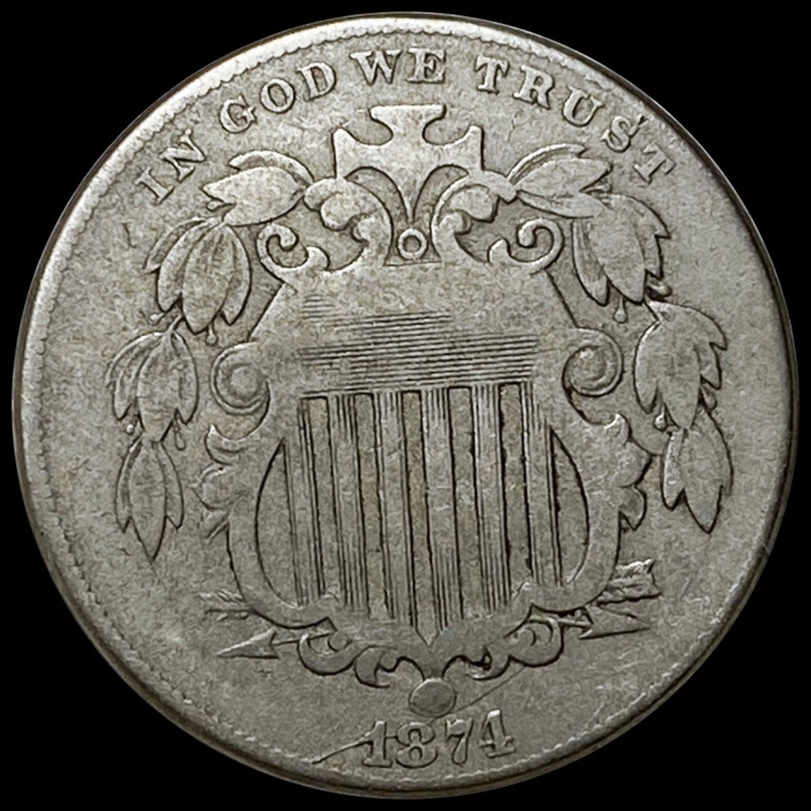 1874 Shield Nickel LIGHTLY CIRCULATED (1 of 2)