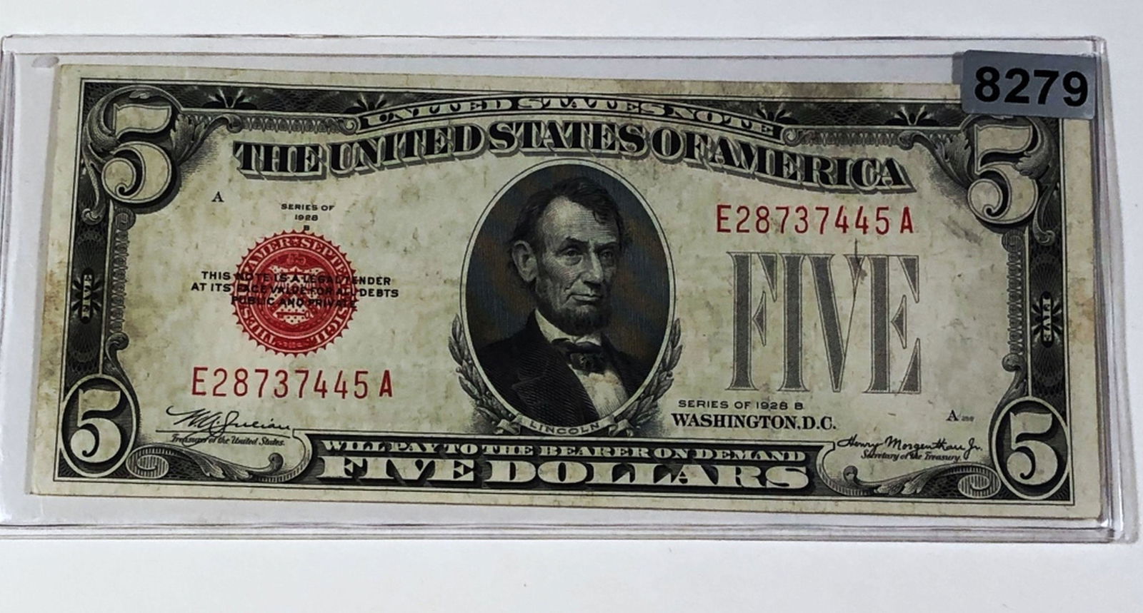 1928 US $5 Red Seal Bill CLOSELY UNCIRCULATED (1 of 2)