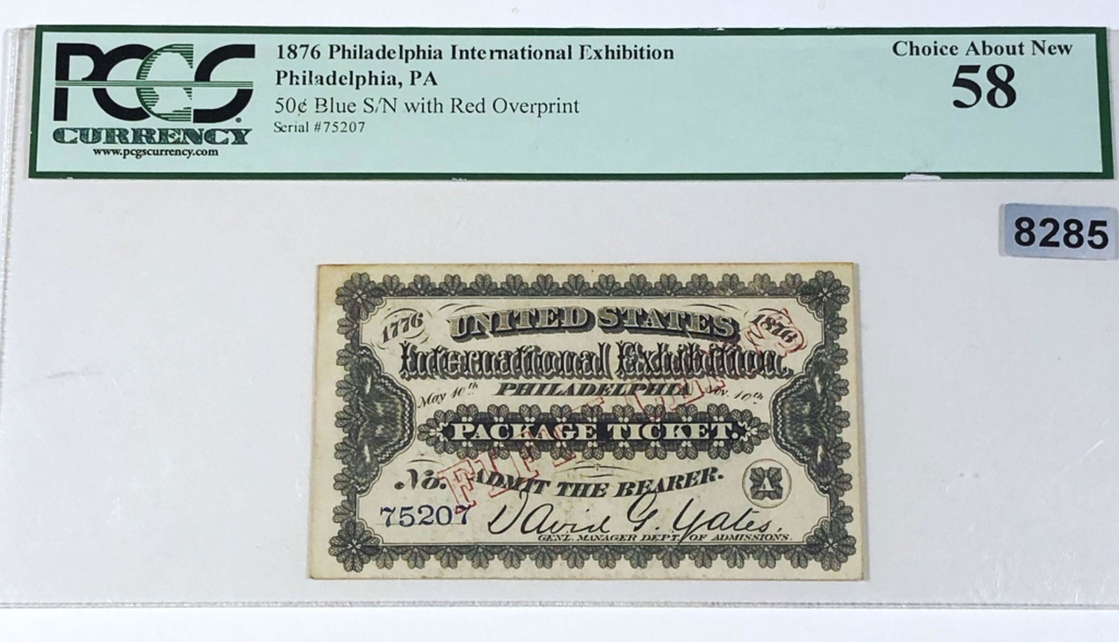 1876 Philadelphia 50 Cents Bill PCGS - CH AU 58 (1 of 2)