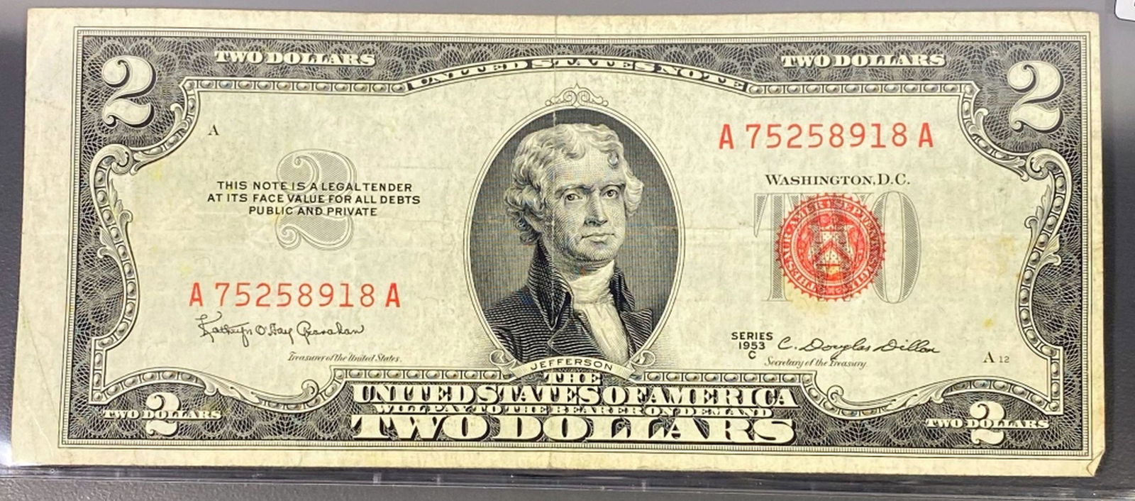 1953 US $2 Red Seal Bill CLOSELY UNCIRCULATED (1 of 2)