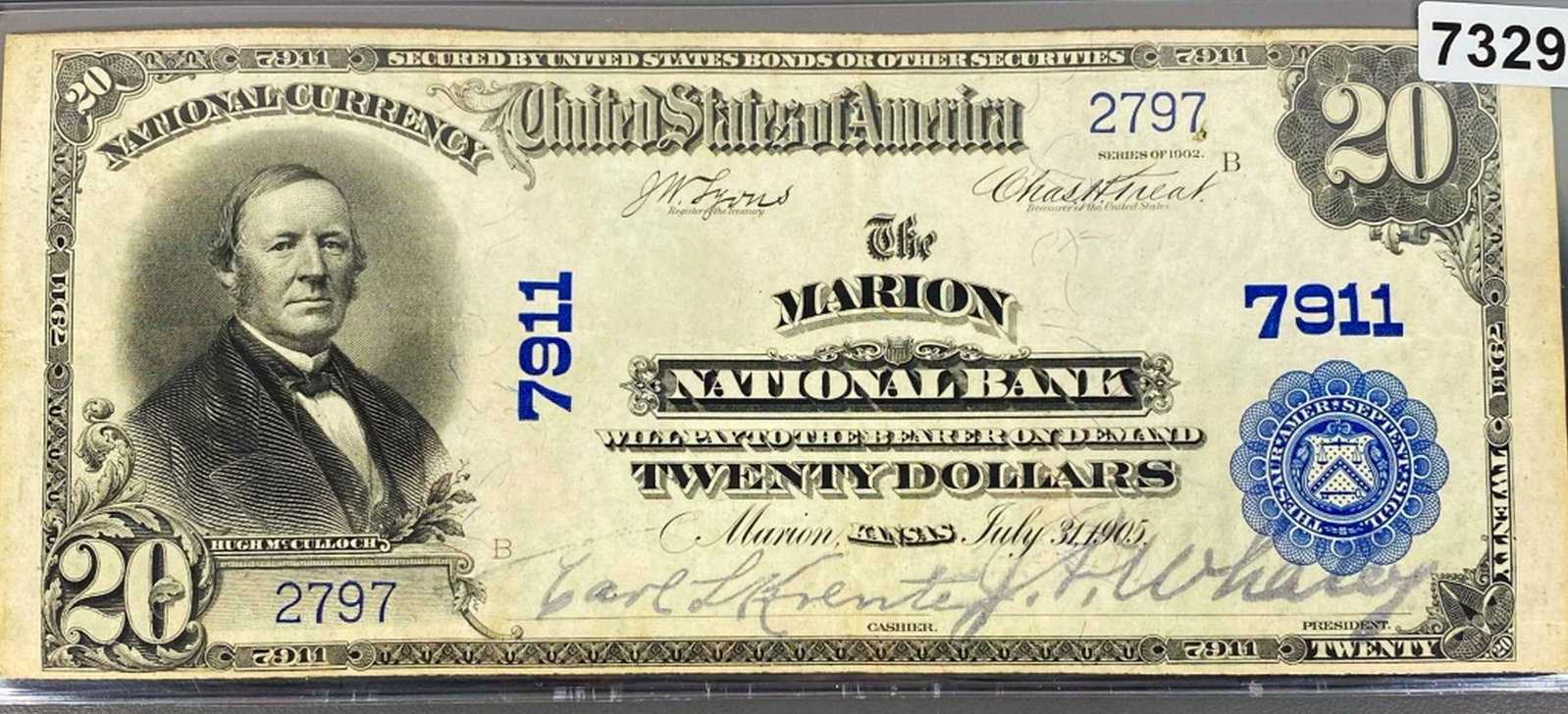 1905 $20 The Marion National Bank Bill UNC: 1905 $20 The Marion National Bank Bill UNC