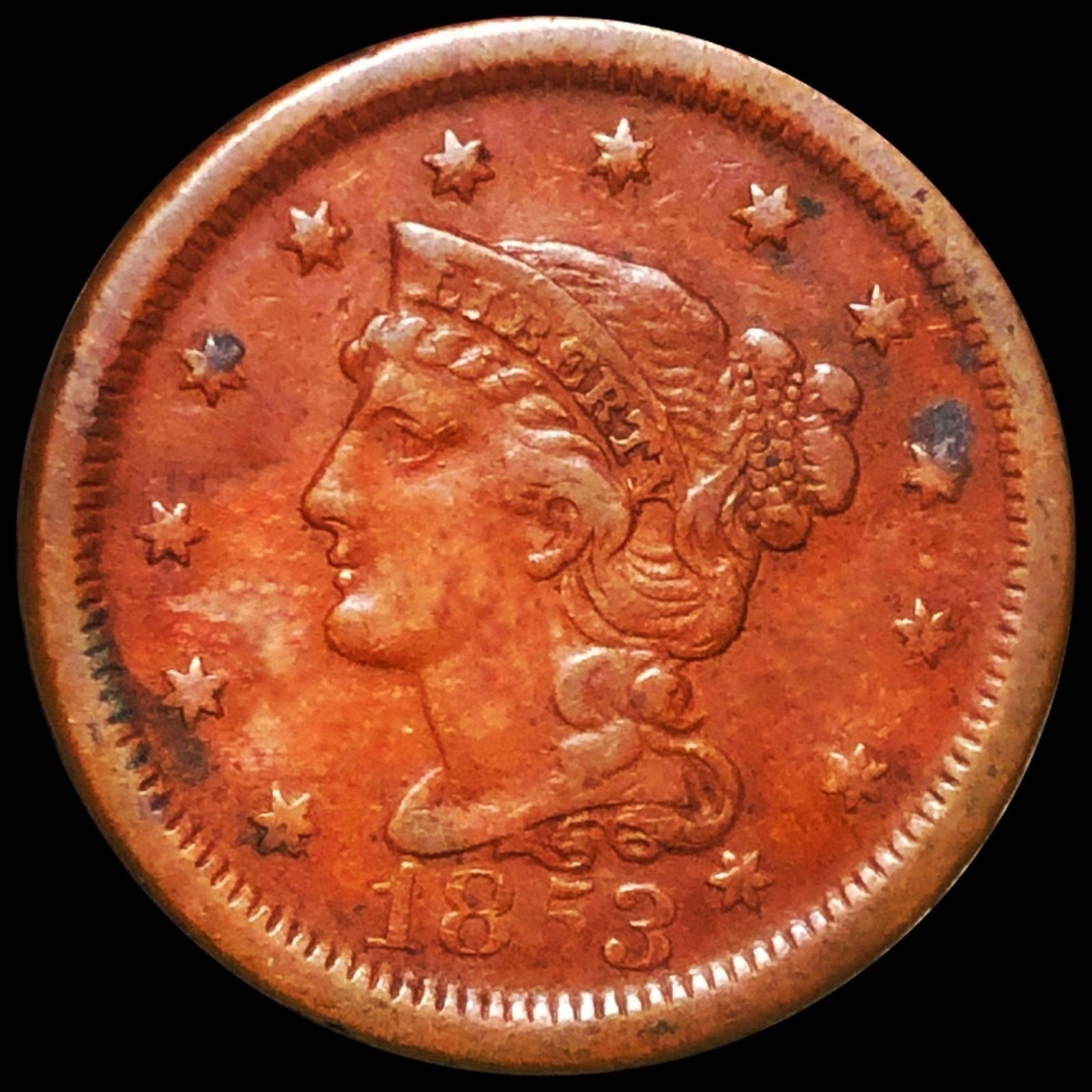 1853 Braided Hair Large Cent ABOUT UNCIRCULATED (1 of 2)